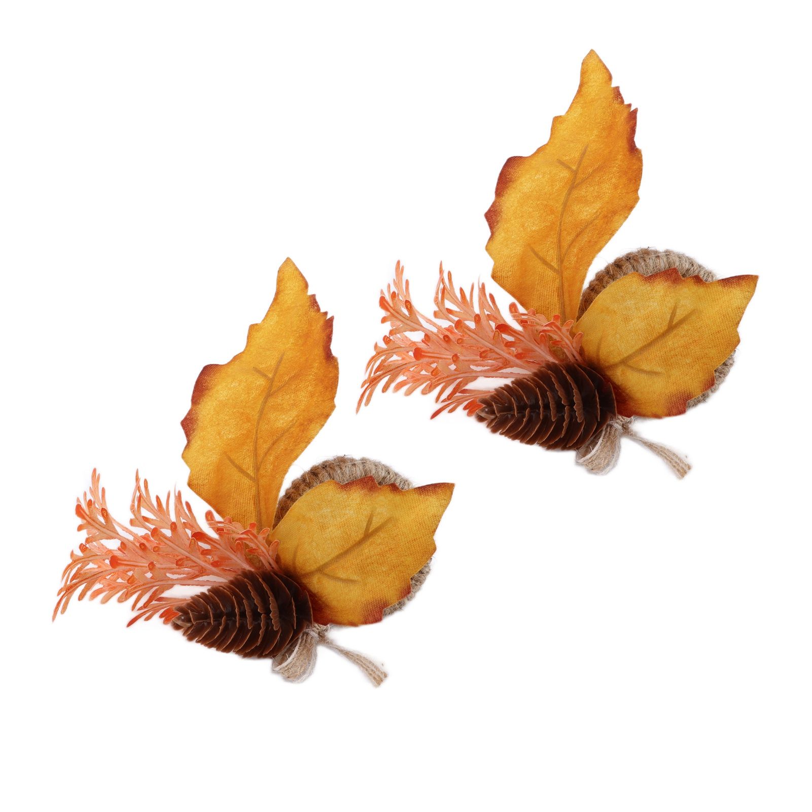 2Pcs Innovative Napkin Ring Decorative Simulation Flower Napkin Holder for Wedding BirthdayMaple Pine Cone - Image 8