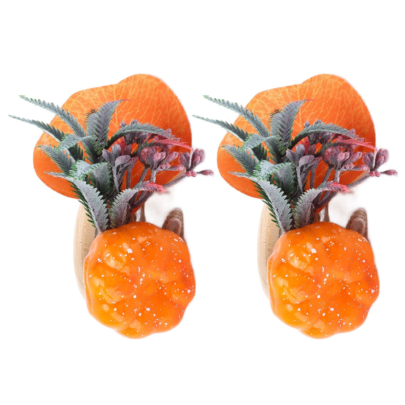 2Pcs Innovative Napkin Holder Simulation Napkin Ring for Halloween Thanksgiving Home DecorationPumpkin with Leaves - Image 2