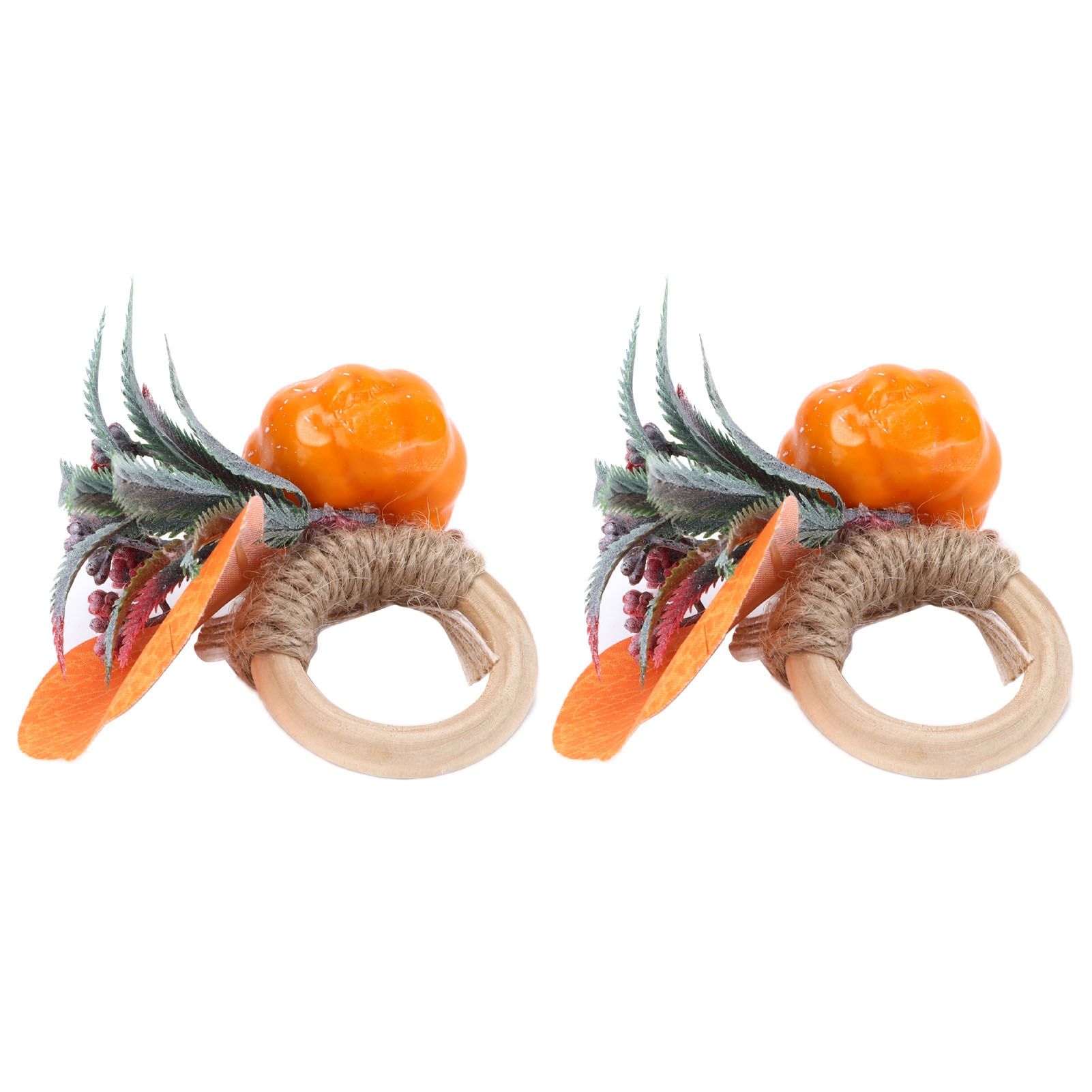 2Pcs Innovative Napkin Holder Simulation Napkin Ring for Halloween Thanksgiving Home DecorationPumpkin with Leaves - Image 4