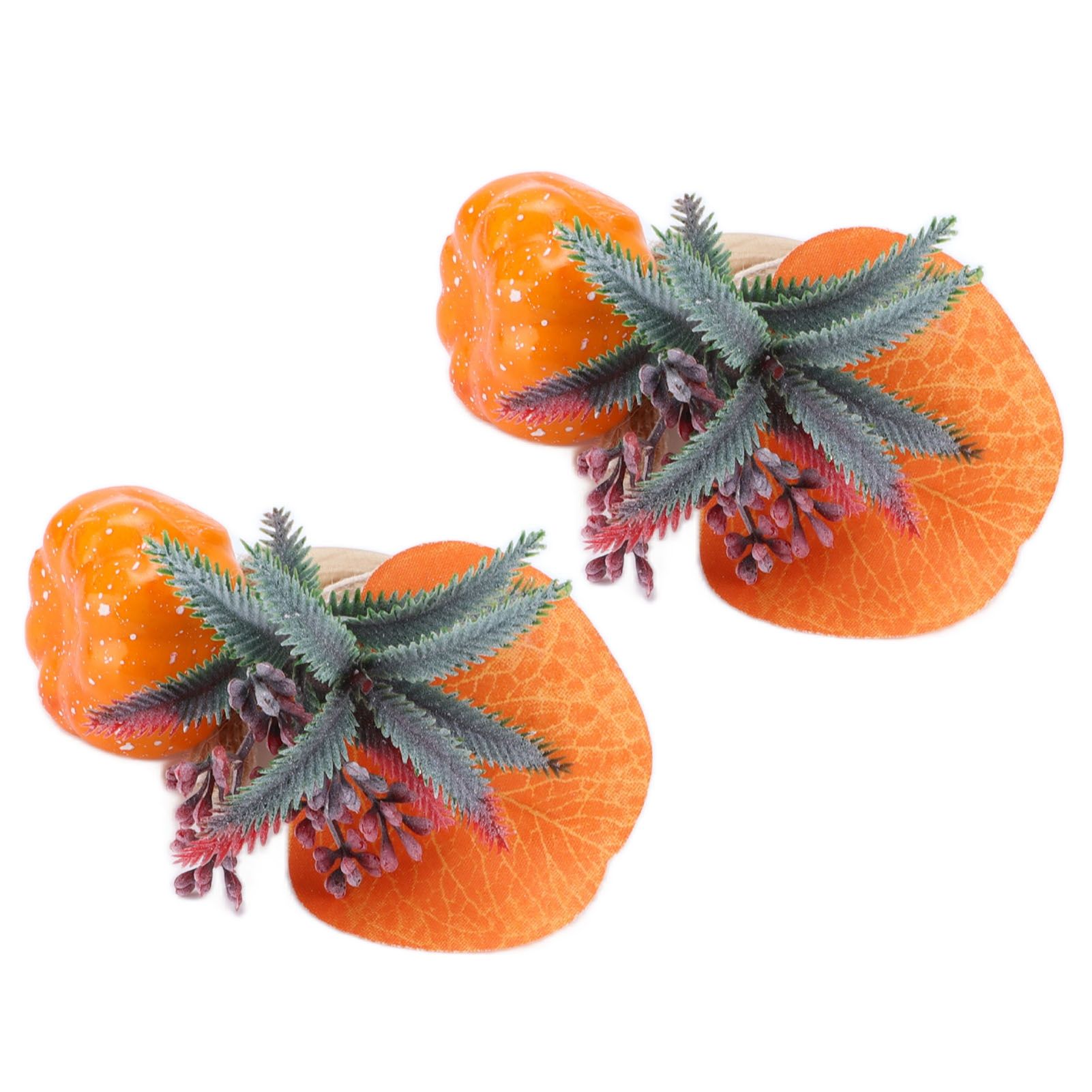 2Pcs Innovative Napkin Holder Simulation Napkin Ring for Halloween Thanksgiving Home DecorationPumpkin with Leaves - Image 6