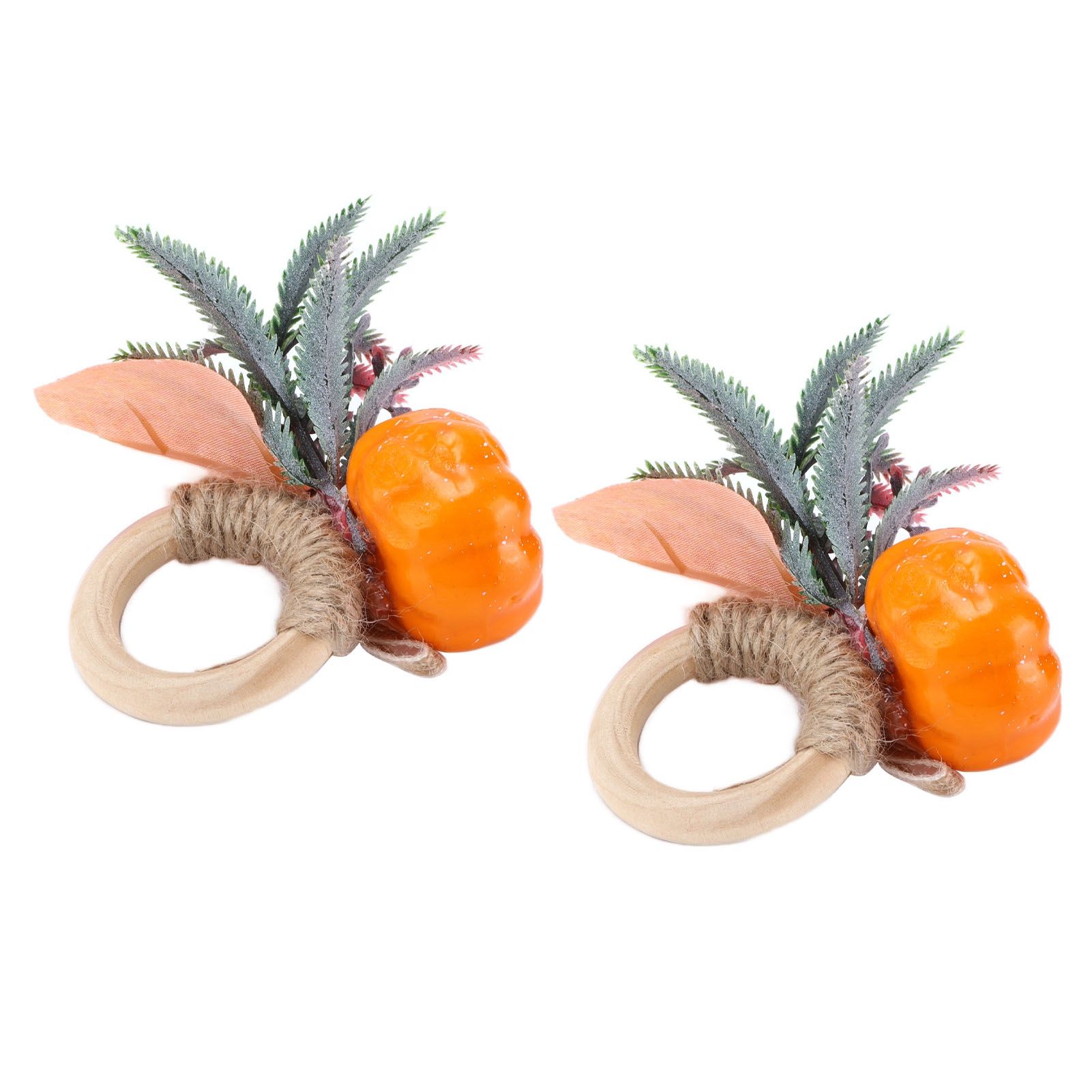 2Pcs Innovative Napkin Holder Simulation Napkin Ring for Halloween Thanksgiving Home DecorationPumpkin with Leaves - Image 8