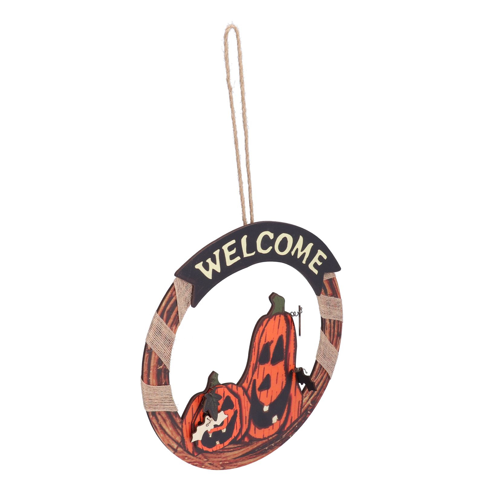 Halloween Welcome Sign Wooden Pumpkin Pattern Door Hanging Sign Decoration for Halloween Party Festival - Image 2
