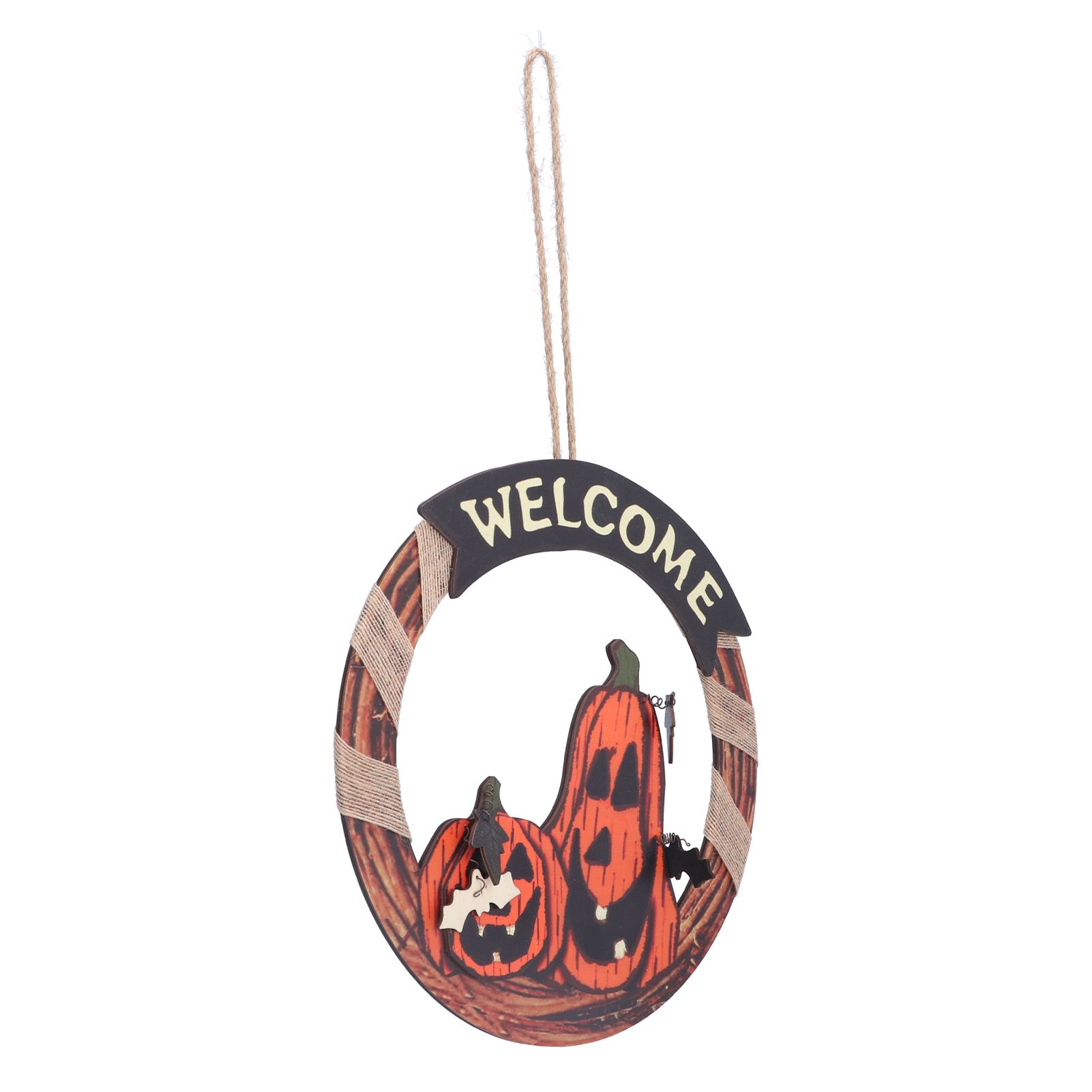 Halloween Welcome Sign Wooden Pumpkin Pattern Door Hanging Sign Decoration for Halloween Party Festival - Image 3