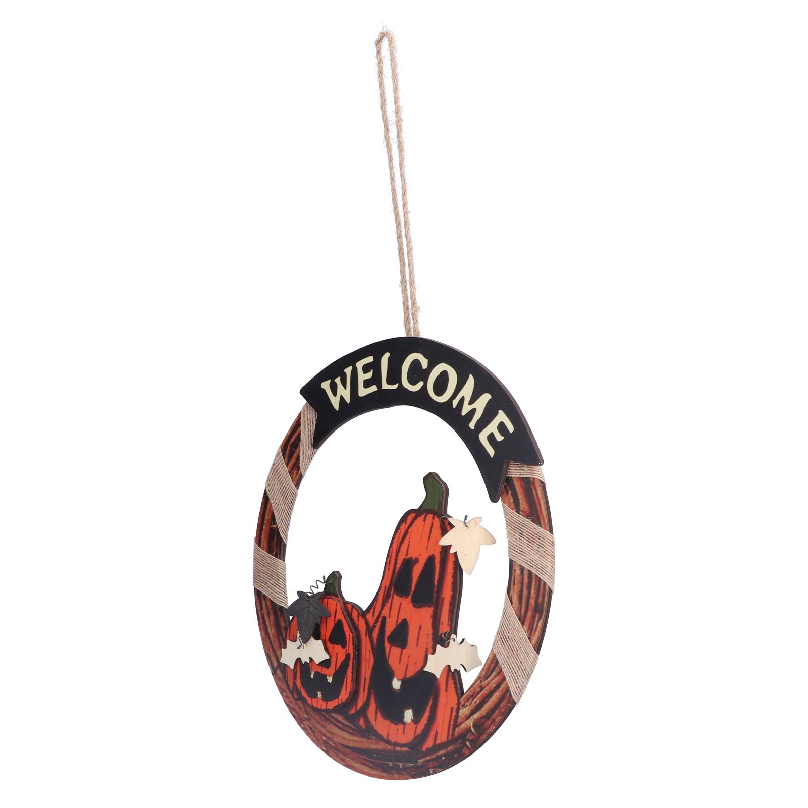 Halloween Welcome Sign Wooden Pumpkin Pattern Door Hanging Sign Decoration for Halloween Party Festival - Image 4