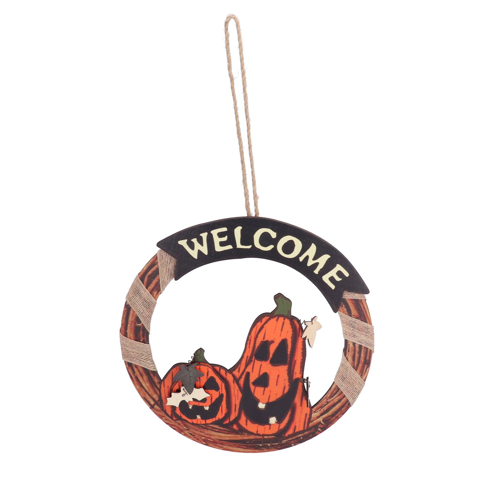 Halloween Welcome Sign Wooden Pumpkin Pattern Door Hanging Sign Decoration for Halloween Party Festival - Image 5