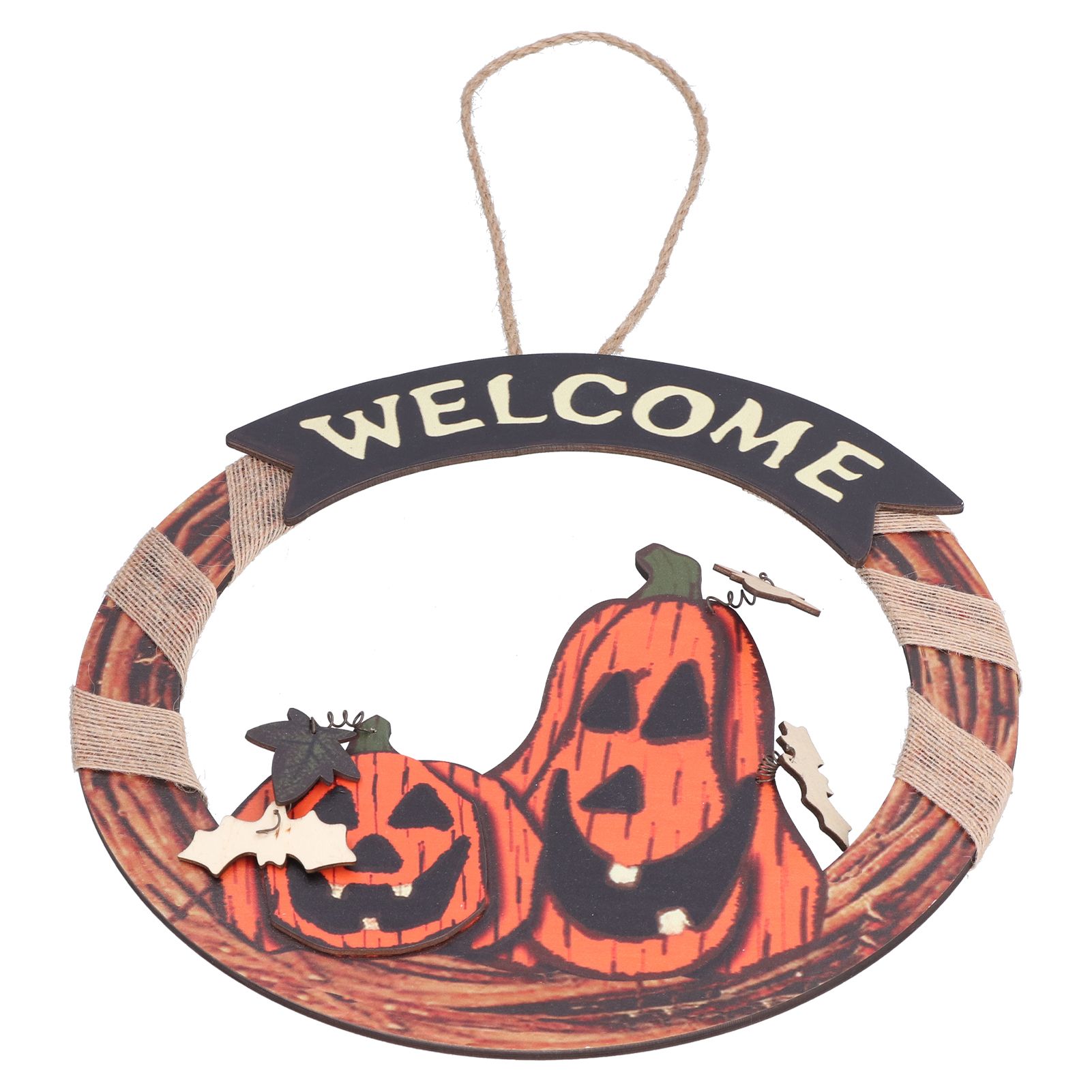 Halloween Welcome Sign Wooden Pumpkin Pattern Door Hanging Sign Decoration for Halloween Party Festival - Image 7