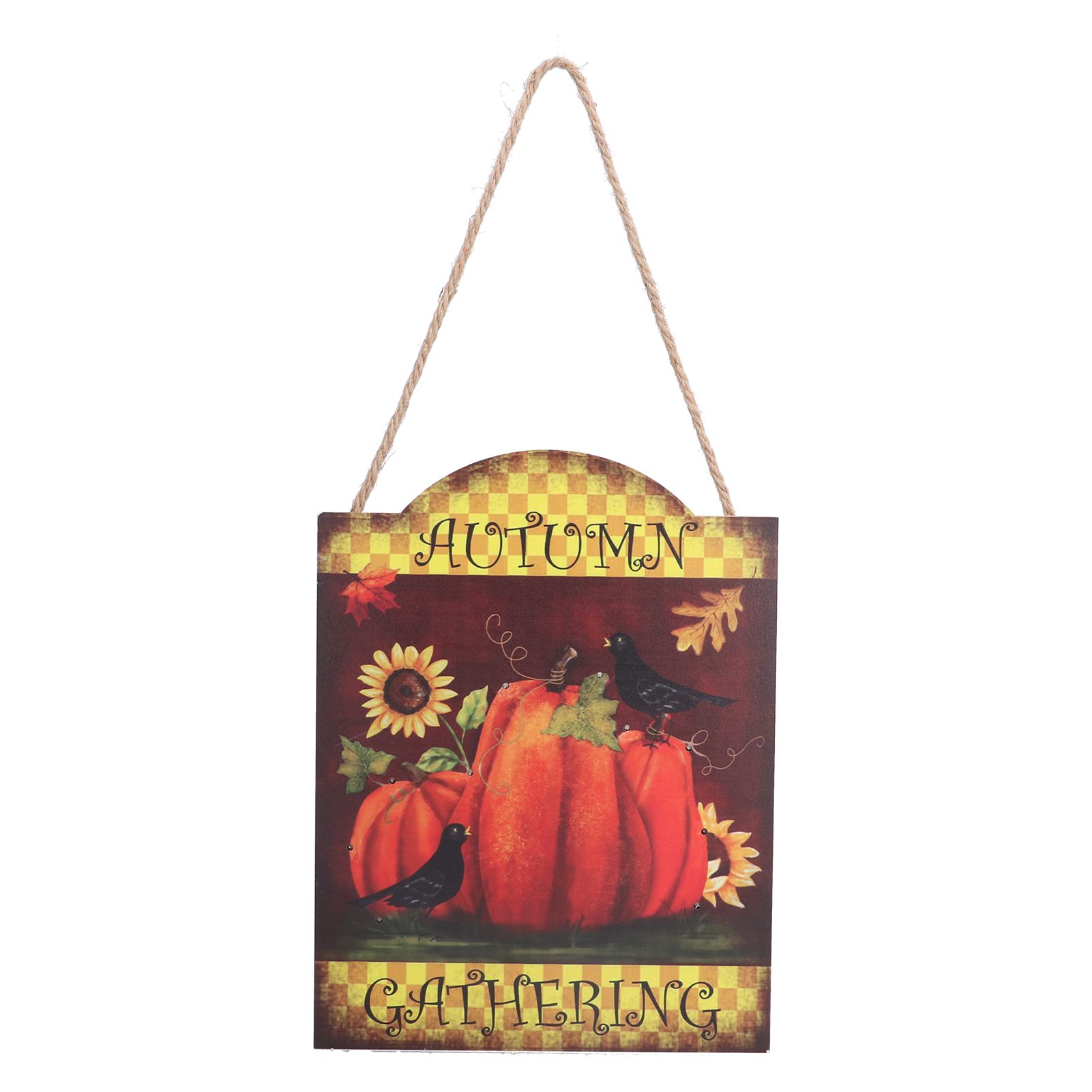 Thanksgiving Wooden Pumpkin Turkey LED Lights Door Wall Hanging Indoor Outdoor Decorations - Image 1