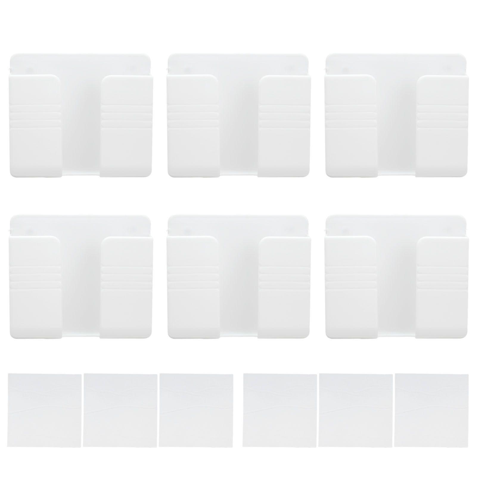 6Pcs Wall Mount Phone Holder Universal Adhesive Mobile Phone Charging Stand for Home Bedroom BathroomWhite - Image 1