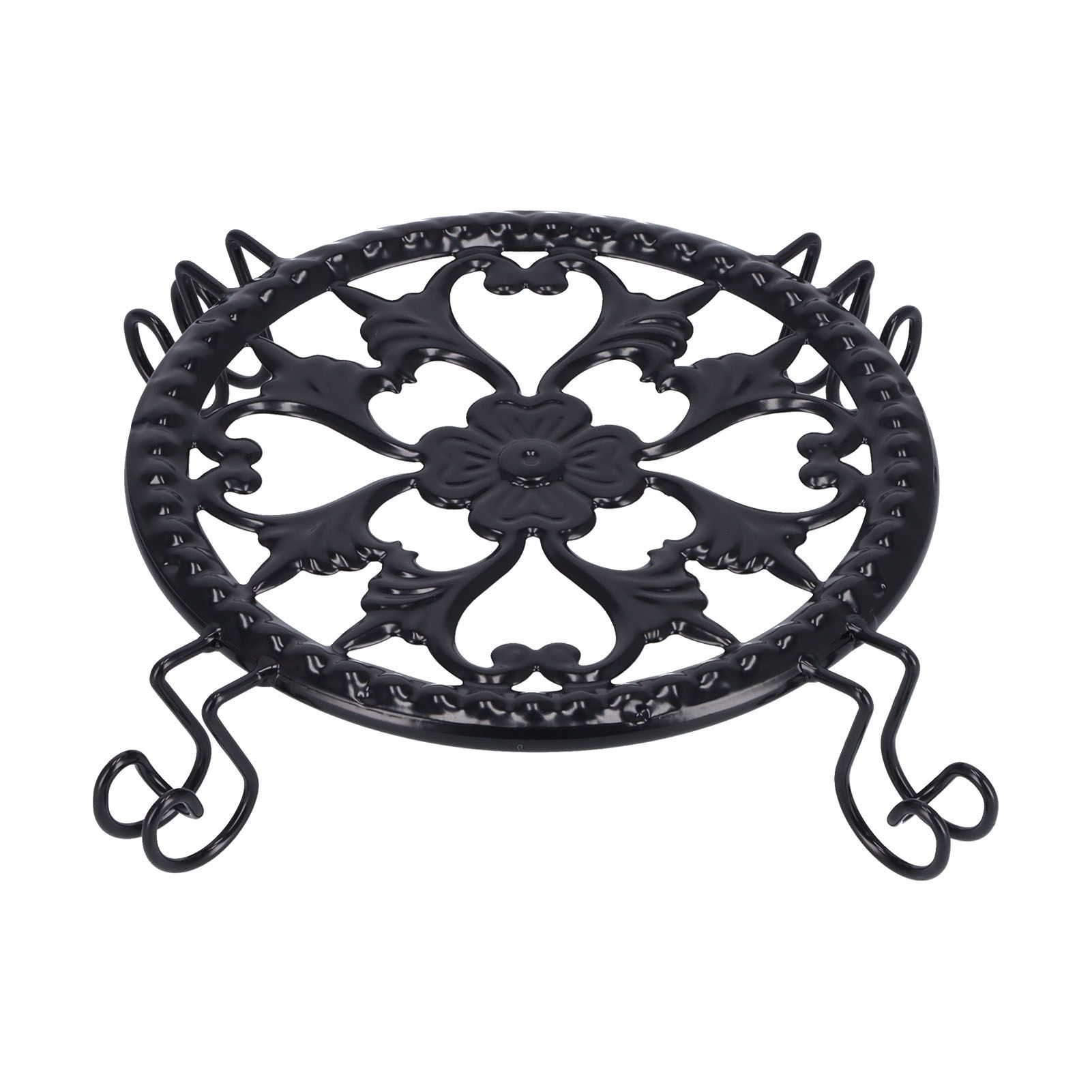 Flower Pot Stand Black Elegant Light Weight Stable Wrought Iron Plant Riser for Living Room Balcony Office - Image 1
