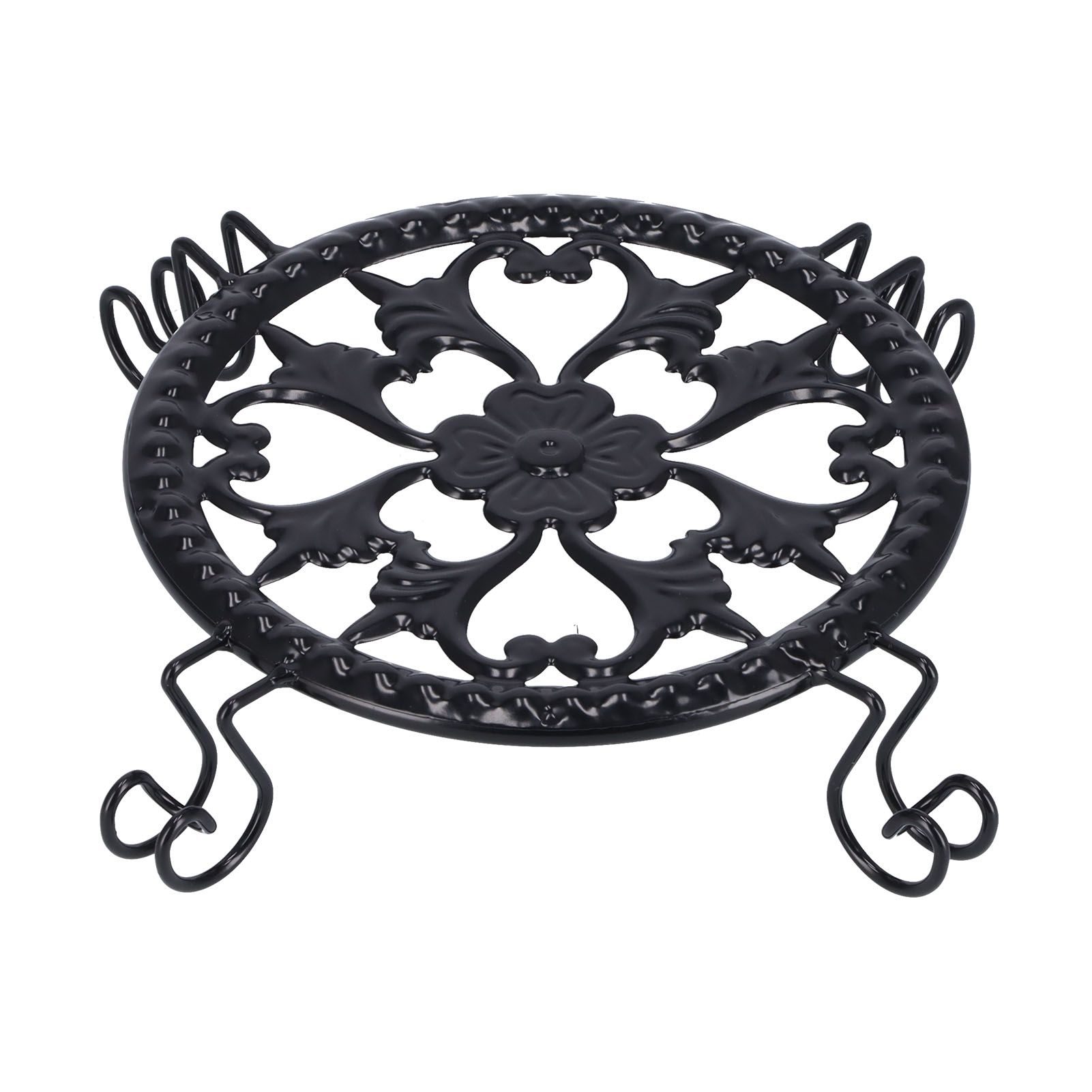 Flower Pot Stand Black Elegant Light Weight Stable Wrought Iron Plant Riser for Living Room Balcony Office - Image 3