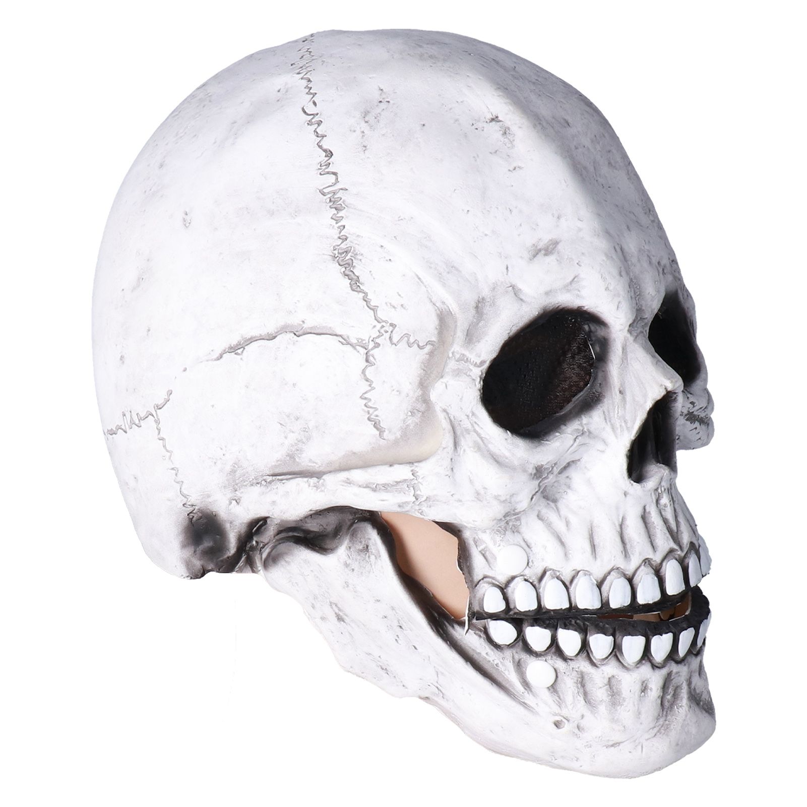 Halloween Skull Helmet Full Head Skull Mask Latex Cosplay Costume Horror Skull Mask for Festival PartyLight Grey - Image 3
