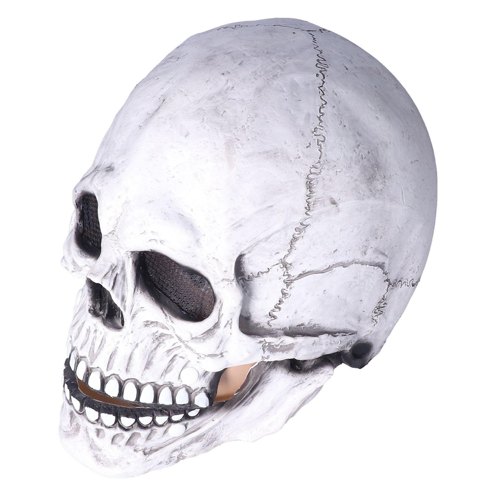 Halloween Skull Helmet Full Head Skull Mask Latex Cosplay Costume Horror Skull Mask for Festival PartyLight Grey - Image 4