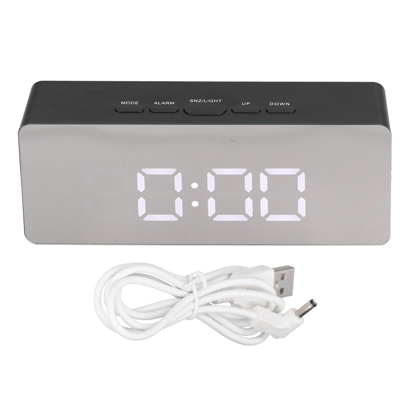 LED Mirror Alarm Clock Rectangular Digital Clock with Temperature Display for Bedroom Living Room Office Travel - Image 1