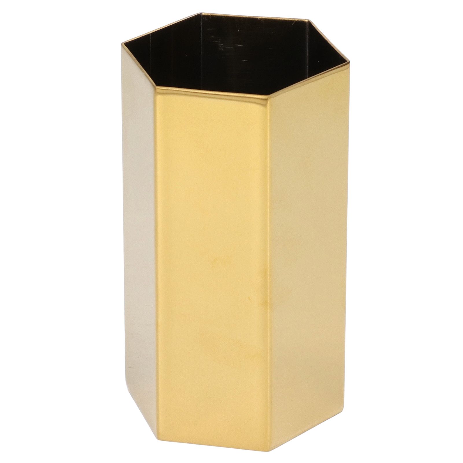 Pen Holder Hex Stainless Steel Gold Electroplating Durable Glossy Corrosion Resistant Wide Application Pencil Holder - Image 1