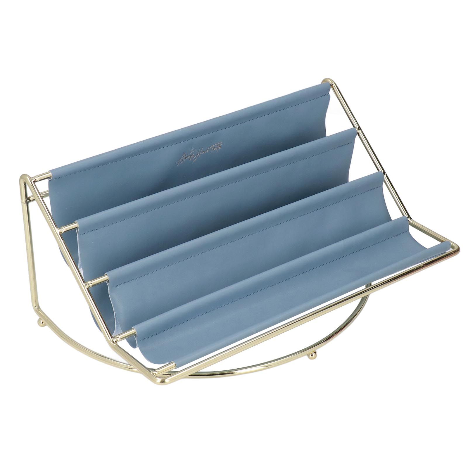 Desk Shelf Organizer Multi Layer Exquisite Premium Metal Leather Durable Stable Wide Application Desktop OrganizerBlue - Image 3