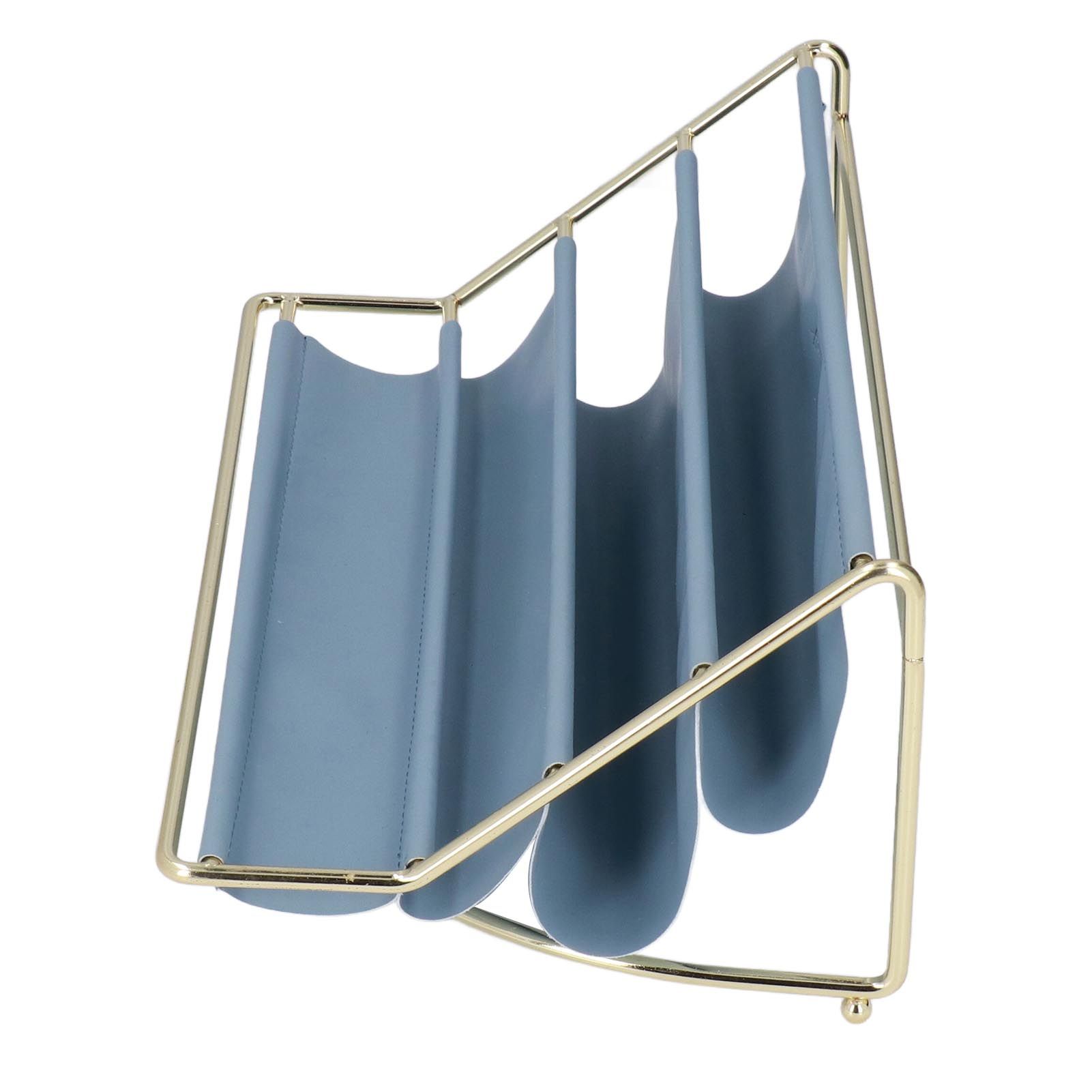 Desk Shelf Organizer Multi Layer Exquisite Premium Metal Leather Durable Stable Wide Application Desktop OrganizerBlue - Image 4