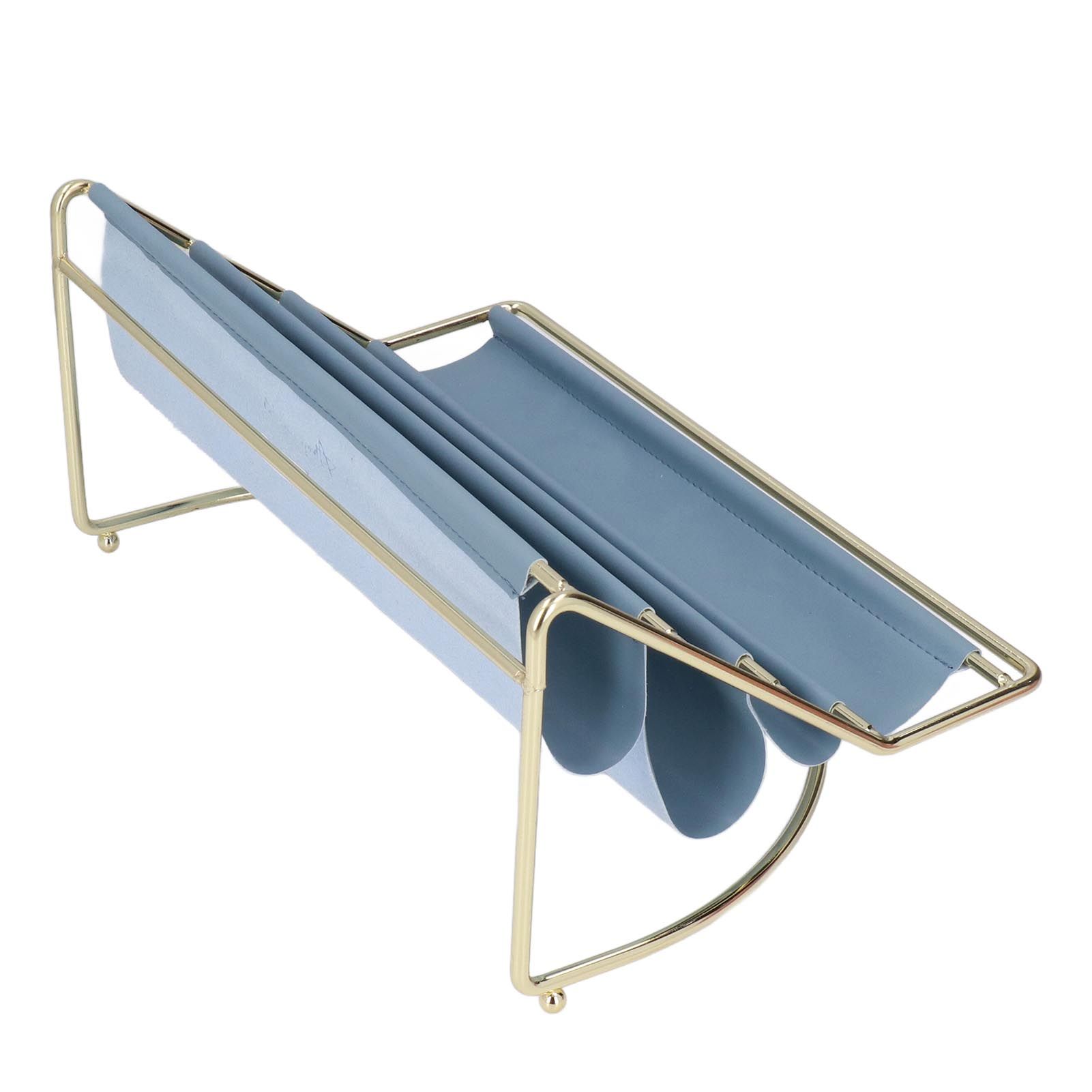 Desk Shelf Organizer Multi Layer Exquisite Premium Metal Leather Durable Stable Wide Application Desktop OrganizerBlue - Image 5