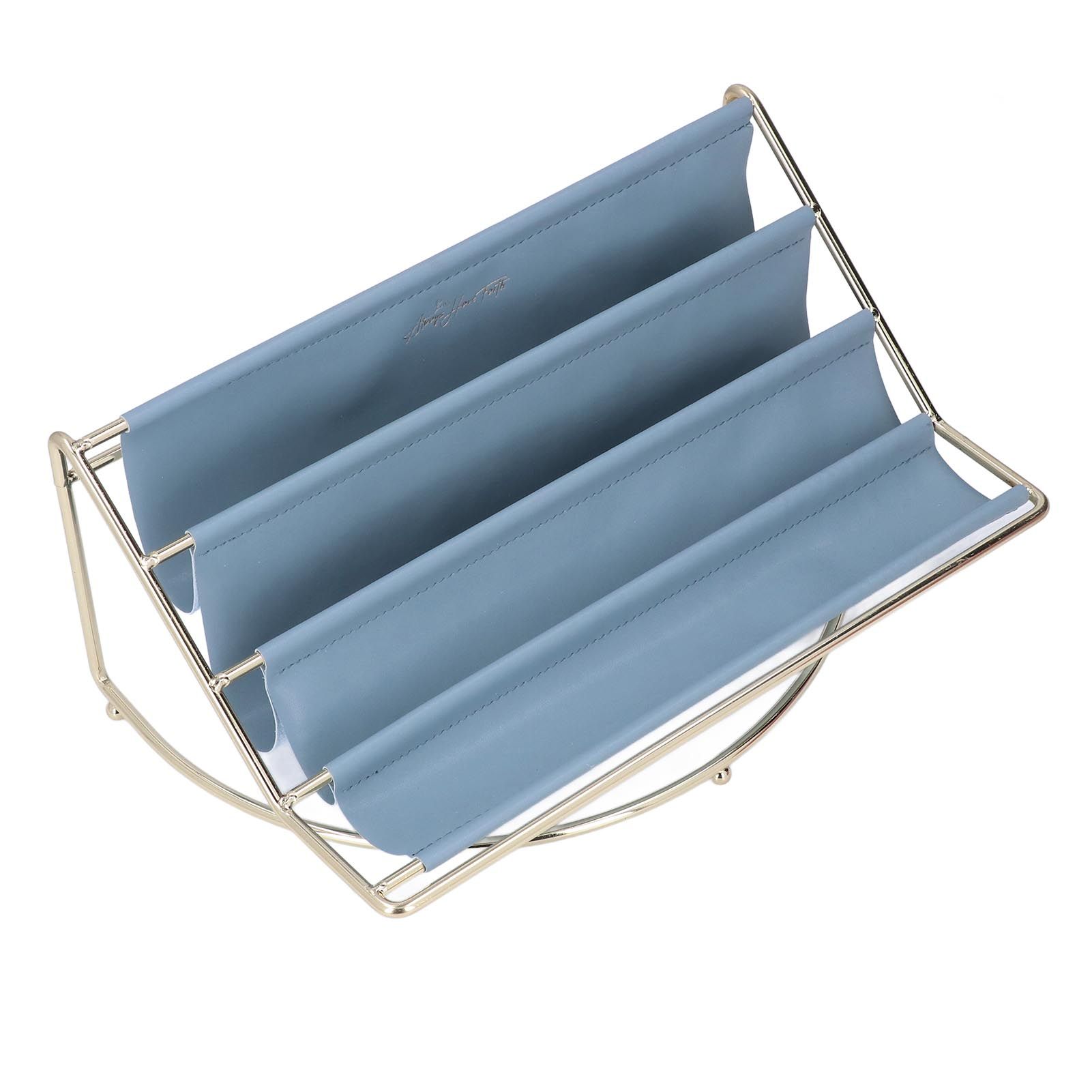 Desk Shelf Organizer Multi Layer Exquisite Premium Metal Leather Durable Stable Wide Application Desktop OrganizerBlue - Image 6