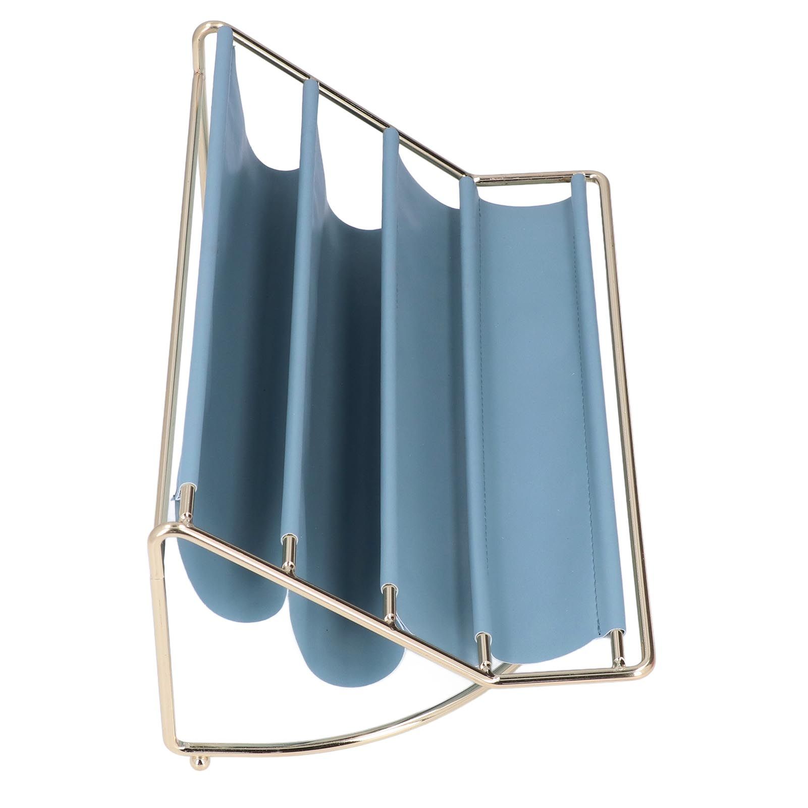 Desk Shelf Organizer Multi Layer Exquisite Premium Metal Leather Durable Stable Wide Application Desktop OrganizerBlue - Image 7