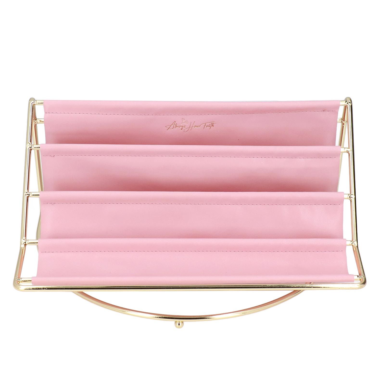 Desk Shelf Organizer Multi Layer Exquisite Premium Metal Leather Durable Stable Wide Application Desktop OrganizerPink - Image 2