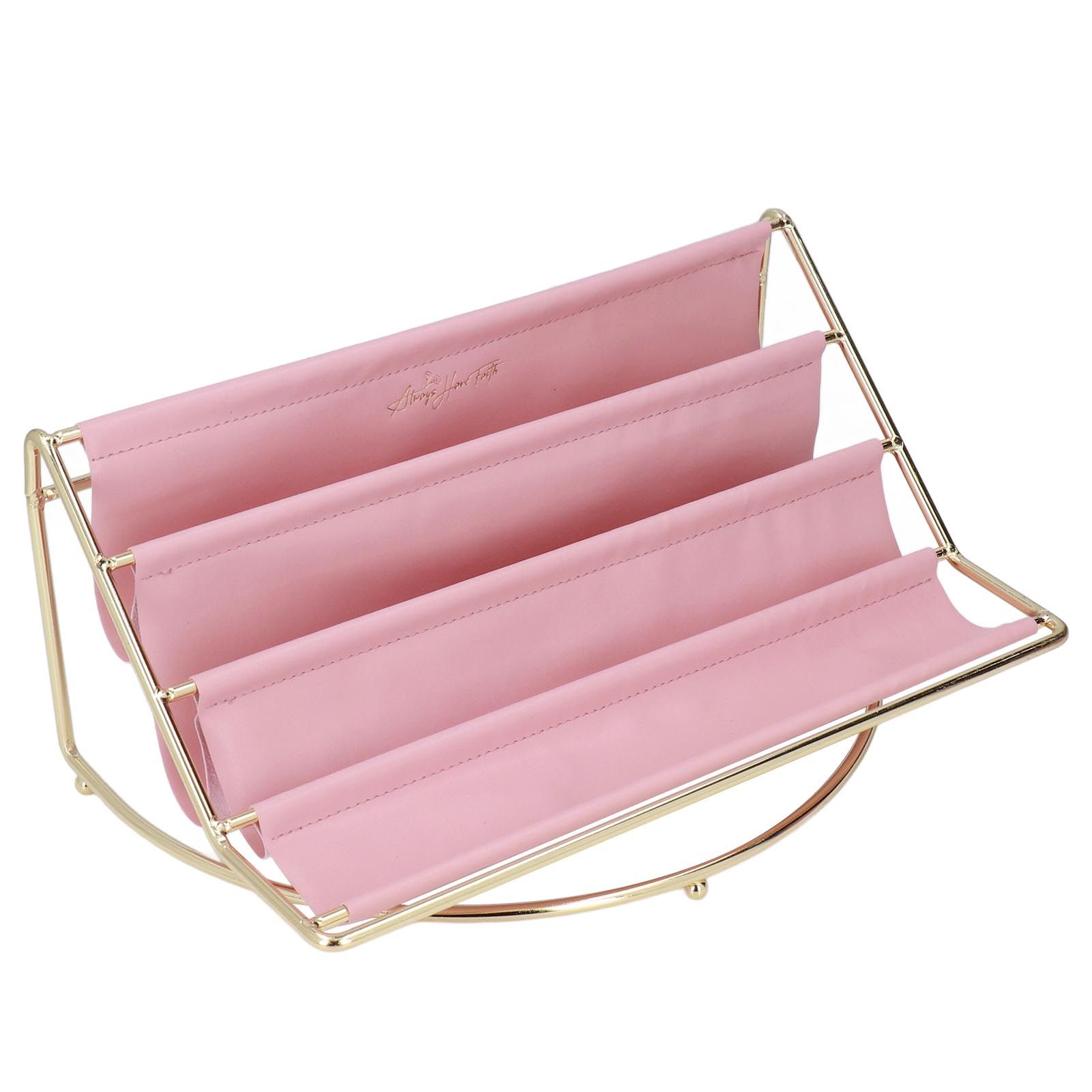Desk Shelf Organizer Multi Layer Exquisite Premium Metal Leather Durable Stable Wide Application Desktop OrganizerPink - Image 4
