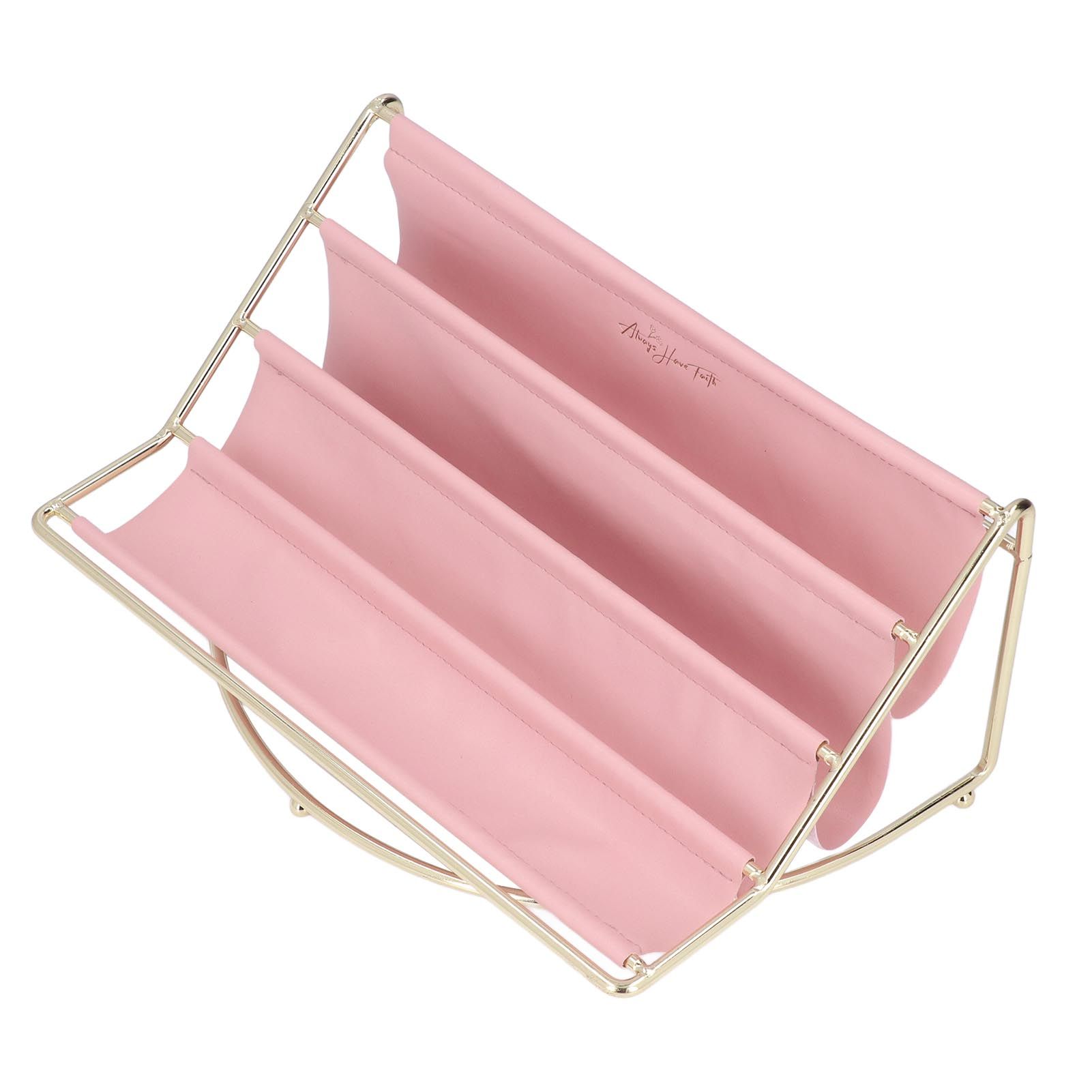 Desk Shelf Organizer Multi Layer Exquisite Premium Metal Leather Durable Stable Wide Application Desktop OrganizerPink - Image 5