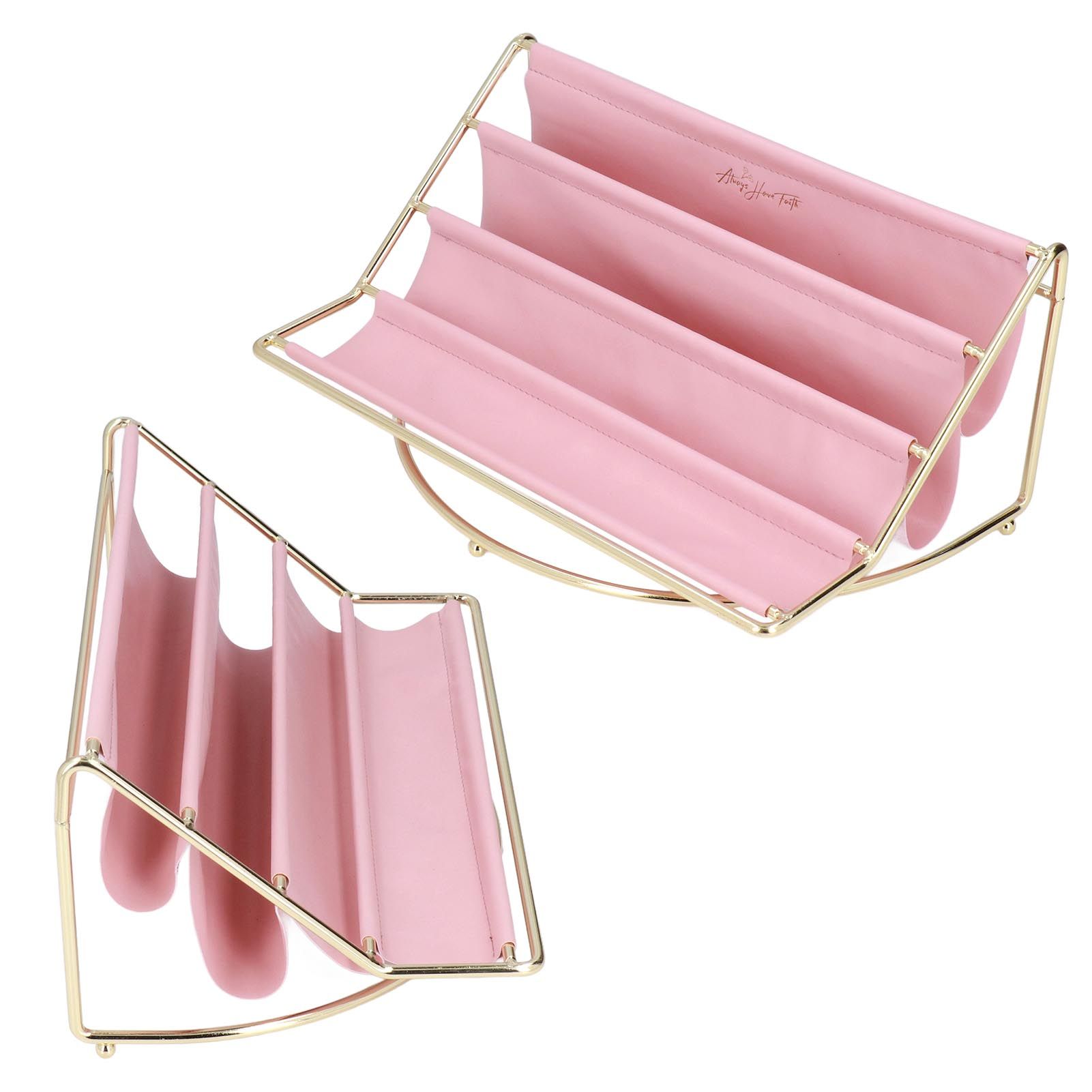 Desk Shelf Organizer Multi Layer Exquisite Premium Metal Leather Durable Stable Wide Application Desktop OrganizerPink - Image 7
