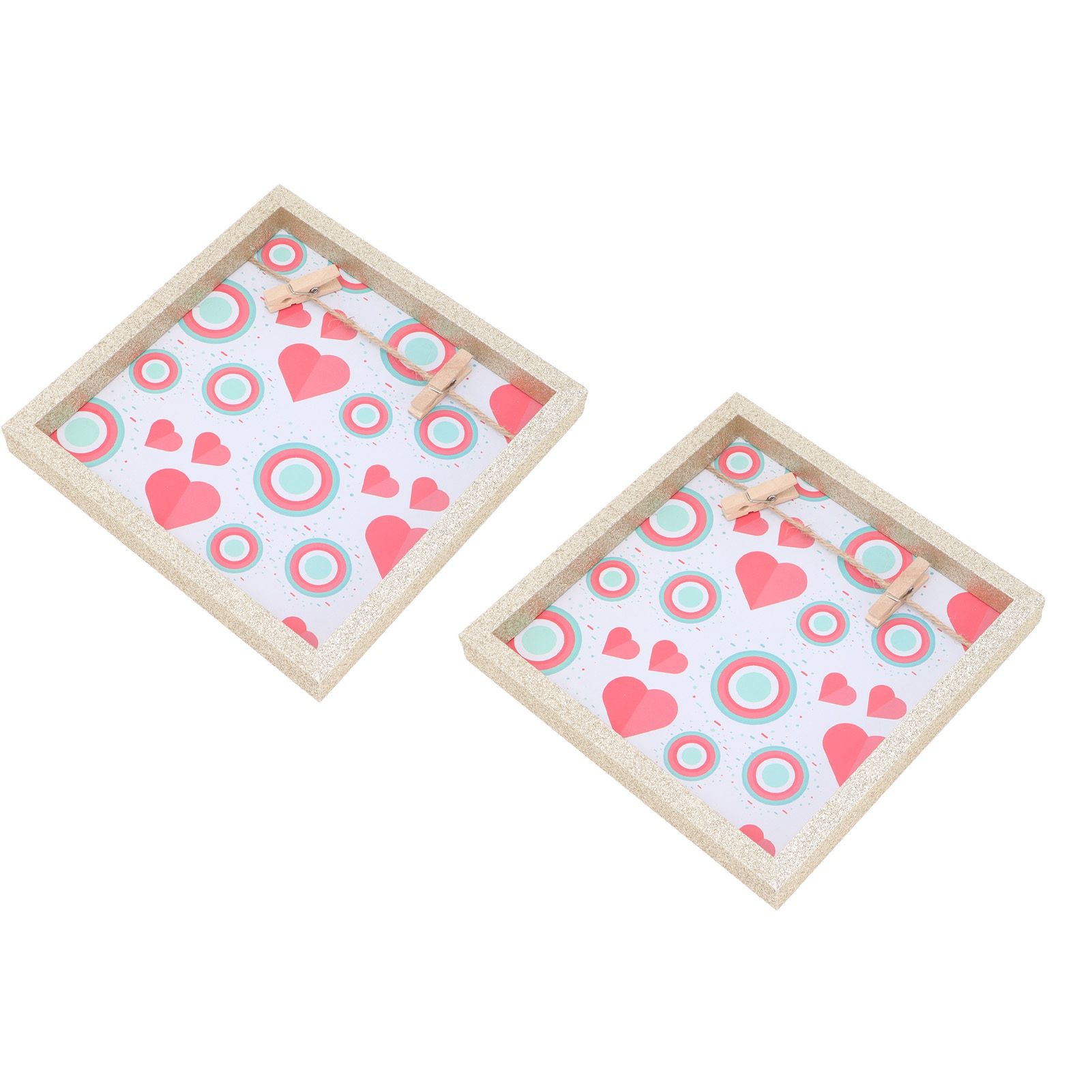 2 Pcs Picture Frames Innovative Wall Mount Photo Display Frames with Wood Clips for Home DecorationGold Powder Photo Frame - Image 7