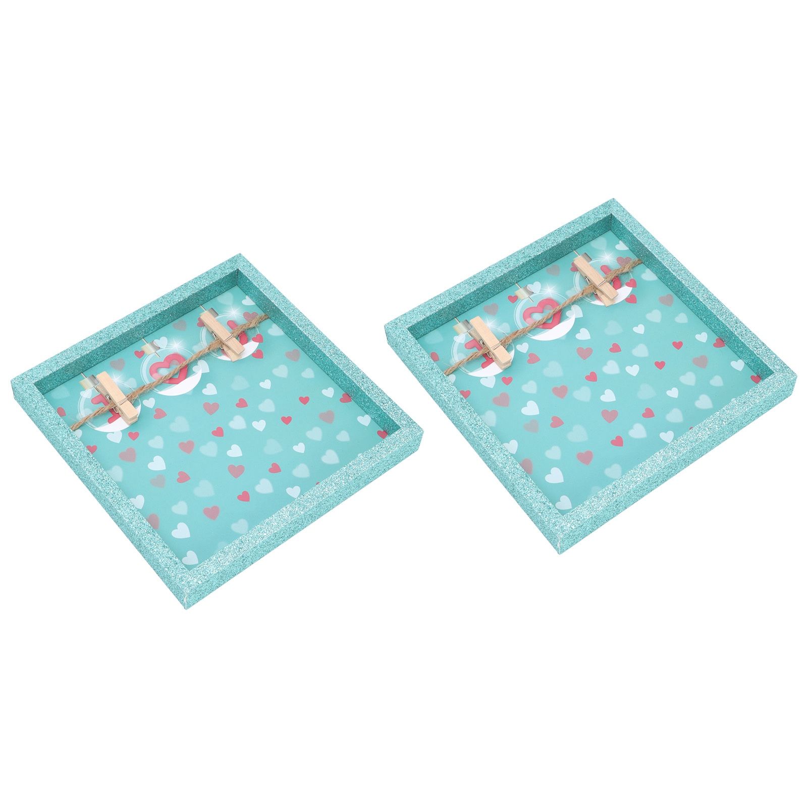 2 Pcs Picture Frames Innovative Wall Mount Photo Display Frames with Wood Clips for Home DecorationGreen Powder Photo Frame - Image 4