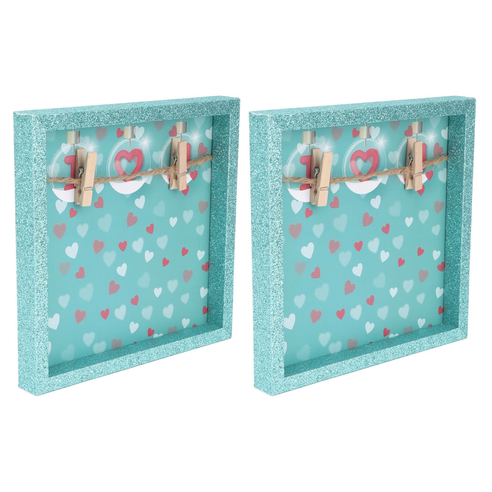 2 Pcs Picture Frames Innovative Wall Mount Photo Display Frames with Wood Clips for Home DecorationGreen Powder Photo Frame - Image 5