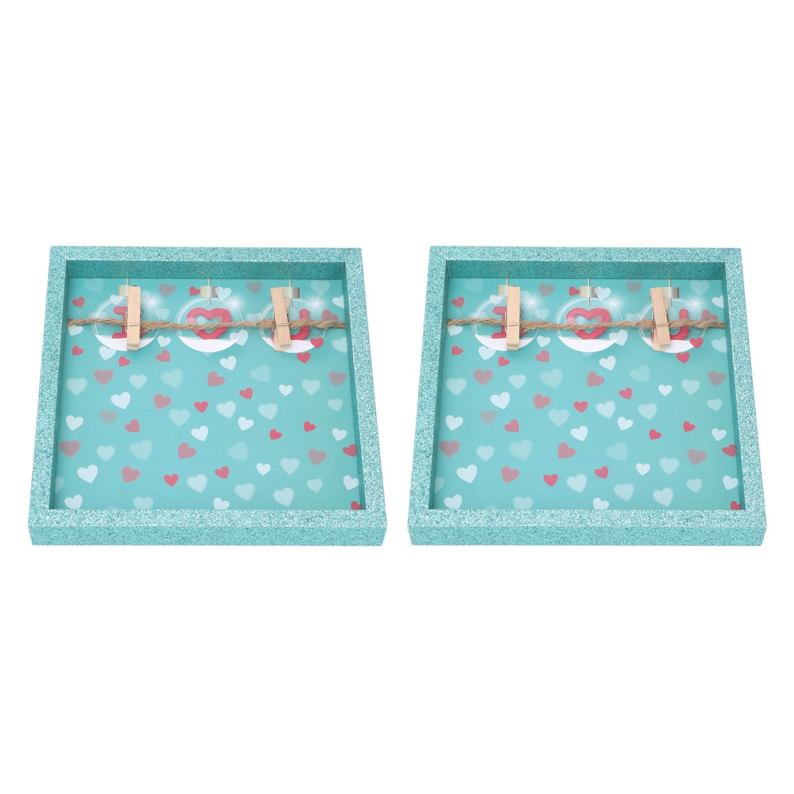2 Pcs Picture Frames Innovative Wall Mount Photo Display Frames with Wood Clips for Home DecorationGreen Powder Photo Frame - Image 6