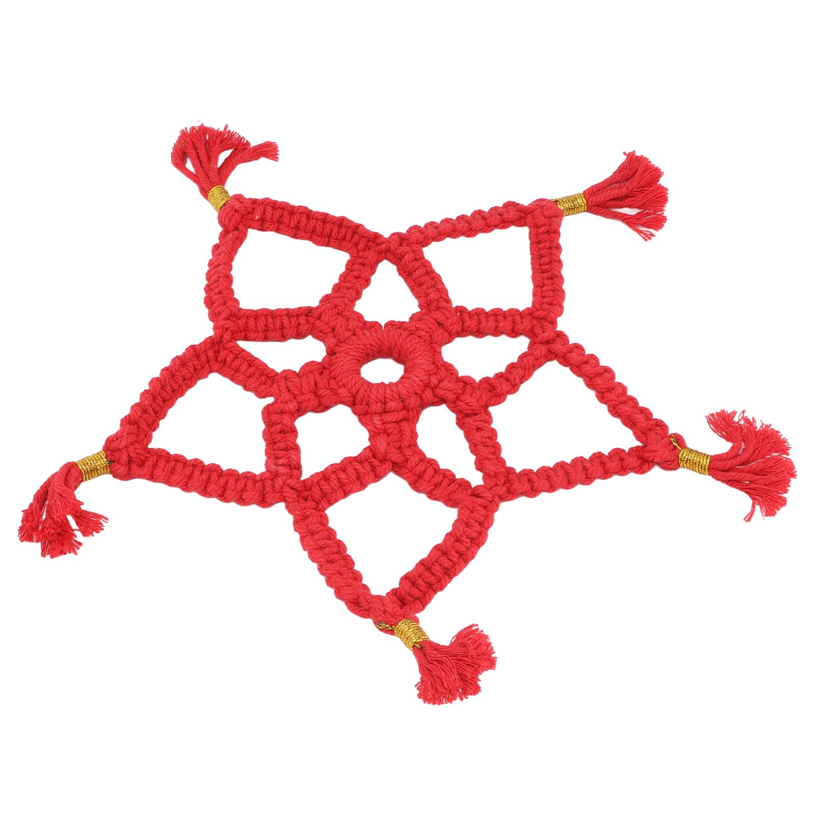Hand Cotton Woven Hollow Star Ornament Red Five Pointed Star Ornaments Holiday Decoration - Image 6