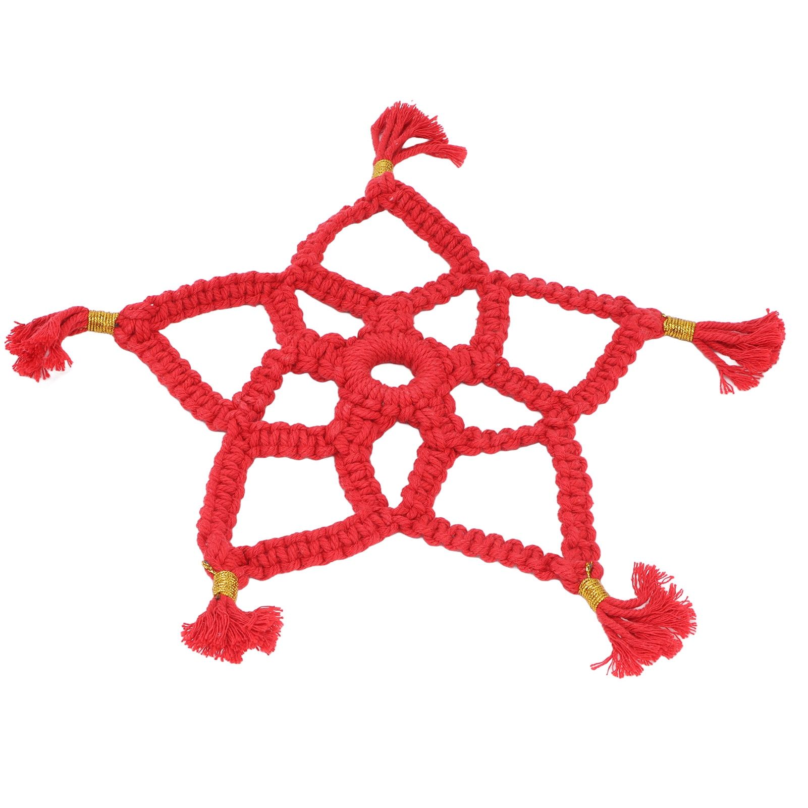 Hand Cotton Woven Hollow Star Ornament Red Five Pointed Star Ornaments Holiday Decoration - Image 8