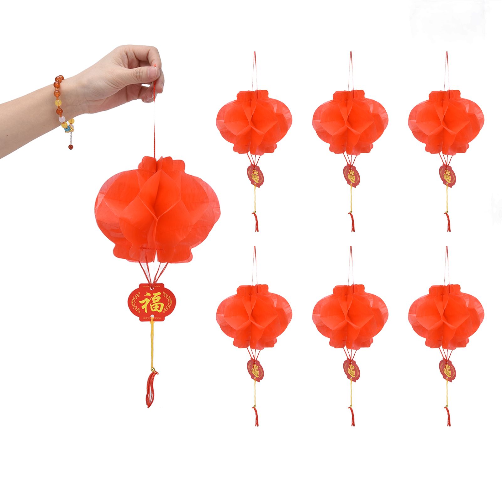 20Pcs Red Paper Chinese Decorative Lantern 15cm Diameter Hanging Ornaments for New Year Festival Wedding - Image 8