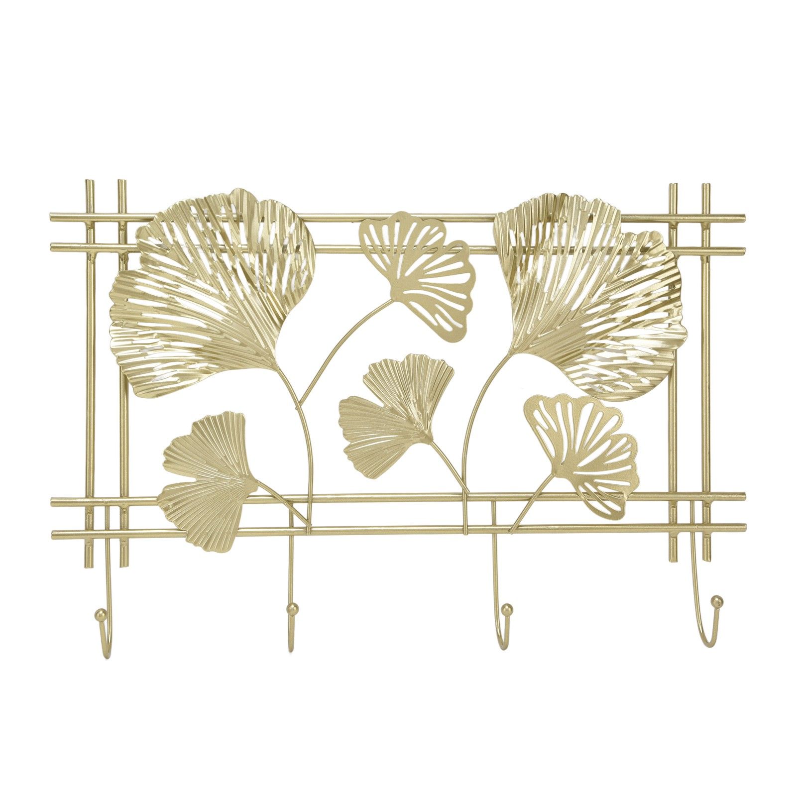 Wall Coat Rack Gingko Leef Design Premium Metal Sturdy Durable Elegant Style Fashionable Wall Mounted Coat Rack - Image 1