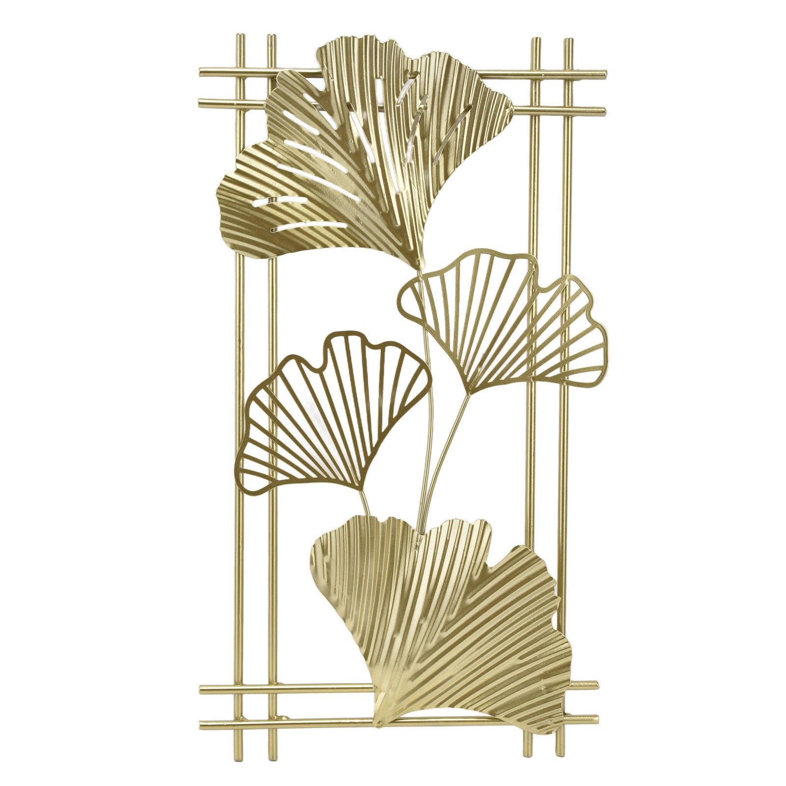 Gold Metal Wall Decor Golden Leaf Wall Hanging Decor Art Sculpture with Frame for Living Room Office Home Hotel - Image 1