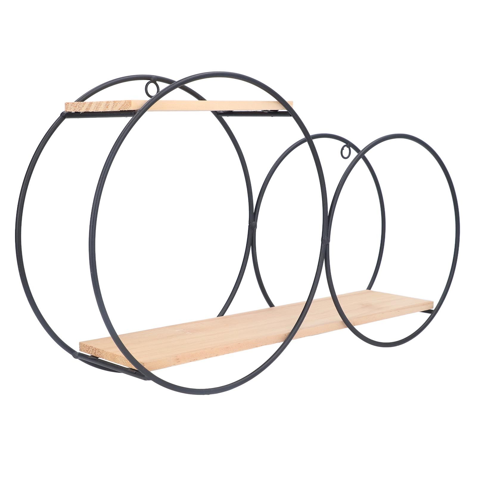 Round Shelf Firmly Welded Dual Use Strong Load Bearing Capacity Circle Metal Wood Wall Shelves for Bedroom Tea House - Image 2