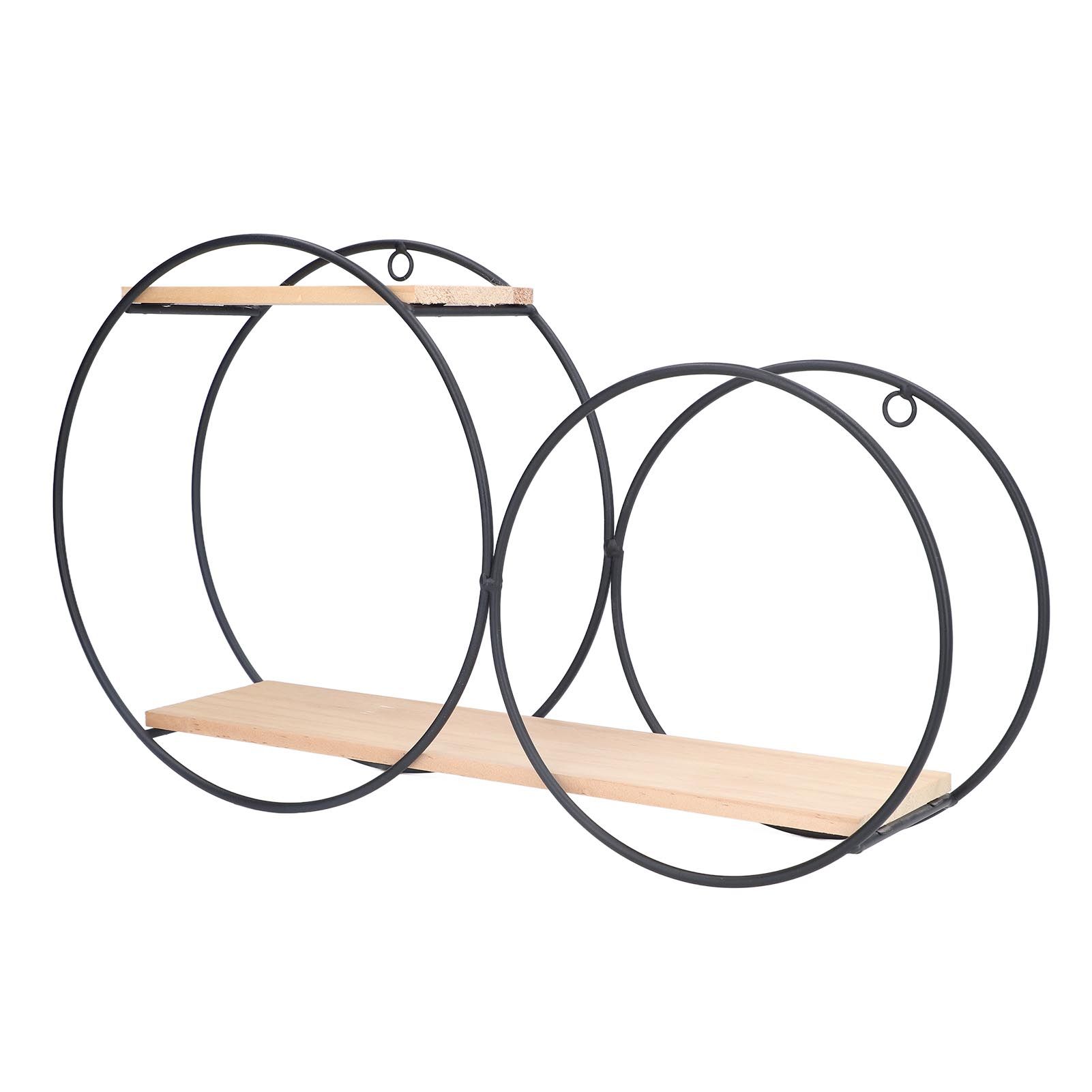 Round Shelf Firmly Welded Dual Use Strong Load Bearing Capacity Circle Metal Wood Wall Shelves for Bedroom Tea House - Image 3