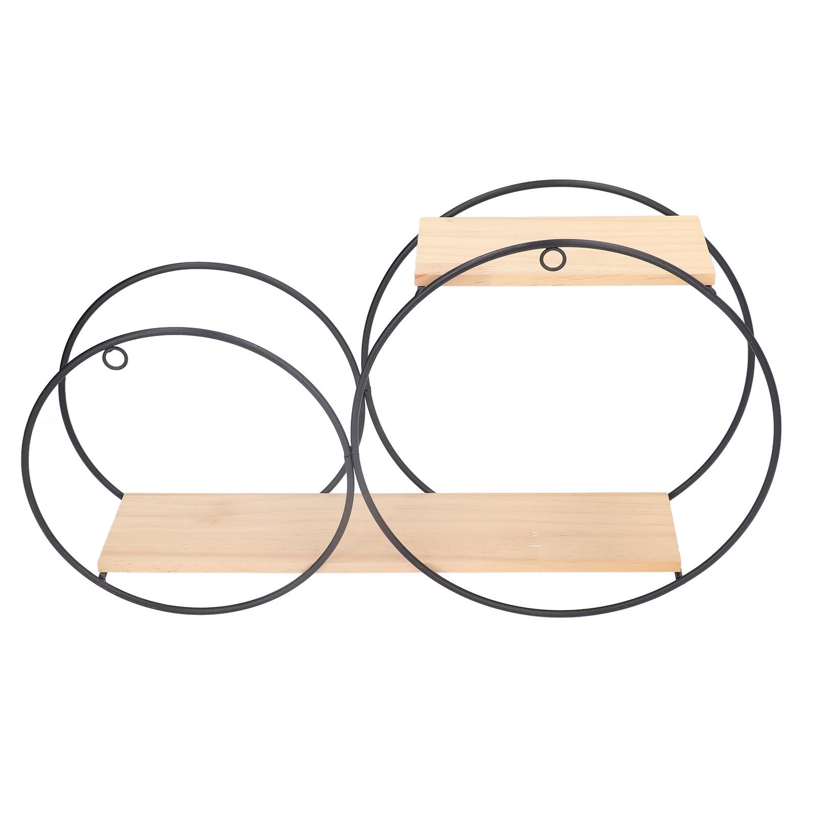 Round Shelf Firmly Welded Dual Use Strong Load Bearing Capacity Circle Metal Wood Wall Shelves for Bedroom Tea House - Image 5