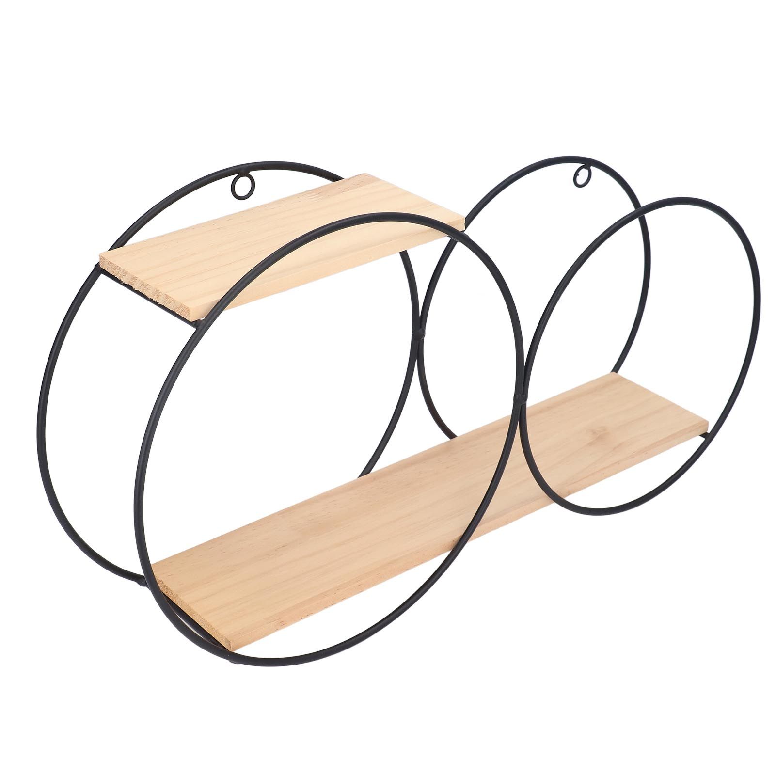 Round Shelf Firmly Welded Dual Use Strong Load Bearing Capacity Circle Metal Wood Wall Shelves for Bedroom Tea House - Image 7