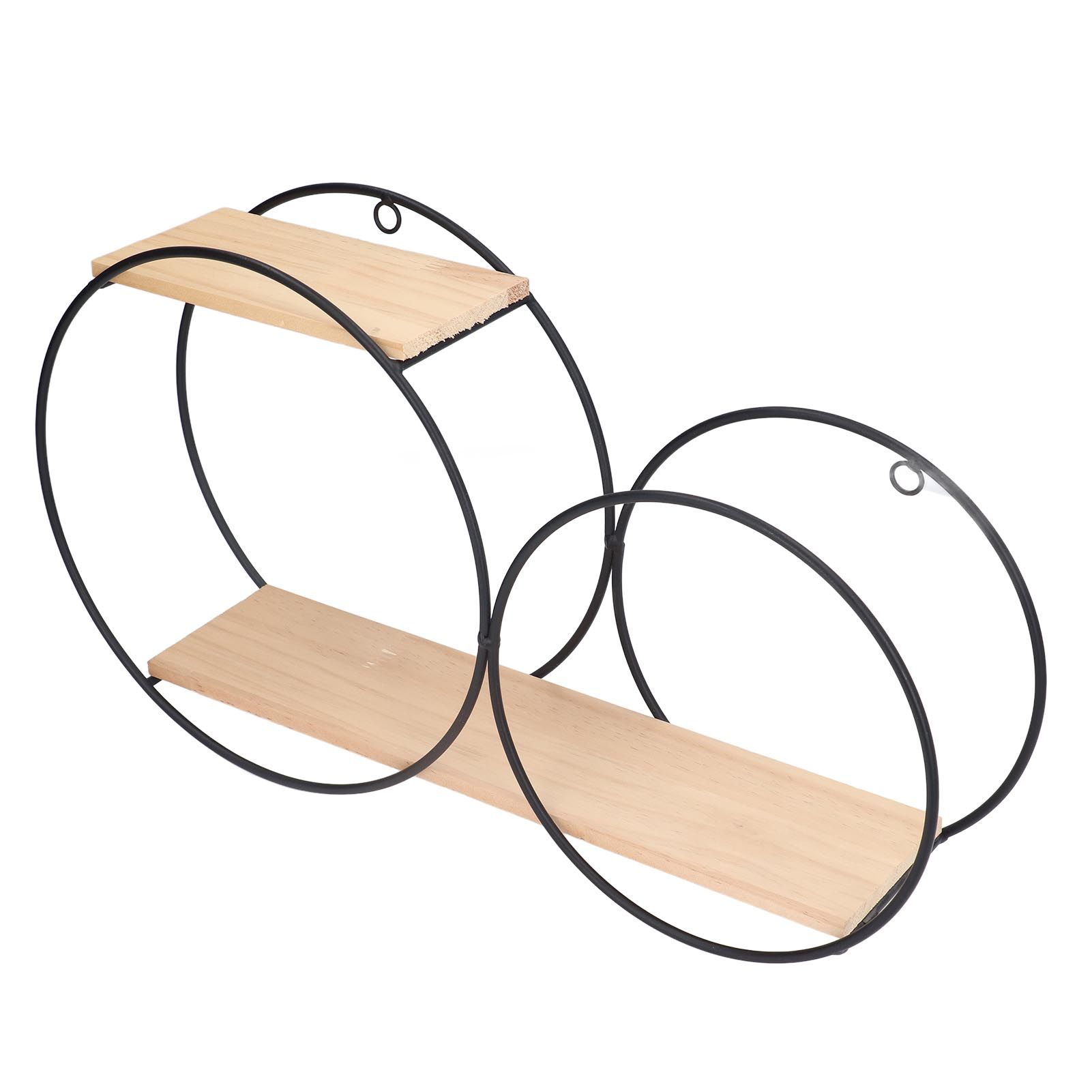 Round Shelf Firmly Welded Dual Use Strong Load Bearing Capacity Circle Metal Wood Wall Shelves for Bedroom Tea House - Image 8