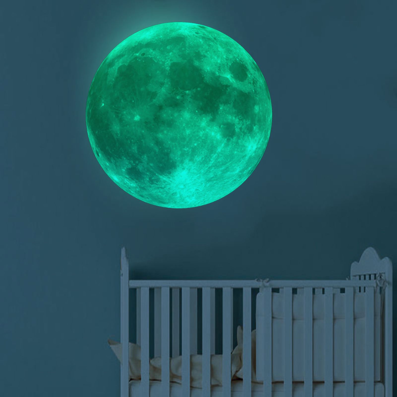 Moon Wall Sticker Glowing Luminous Wall Sticker PVC DIY Wall Paper for Bedroom Decoration22cm / 8.7in - Image 2