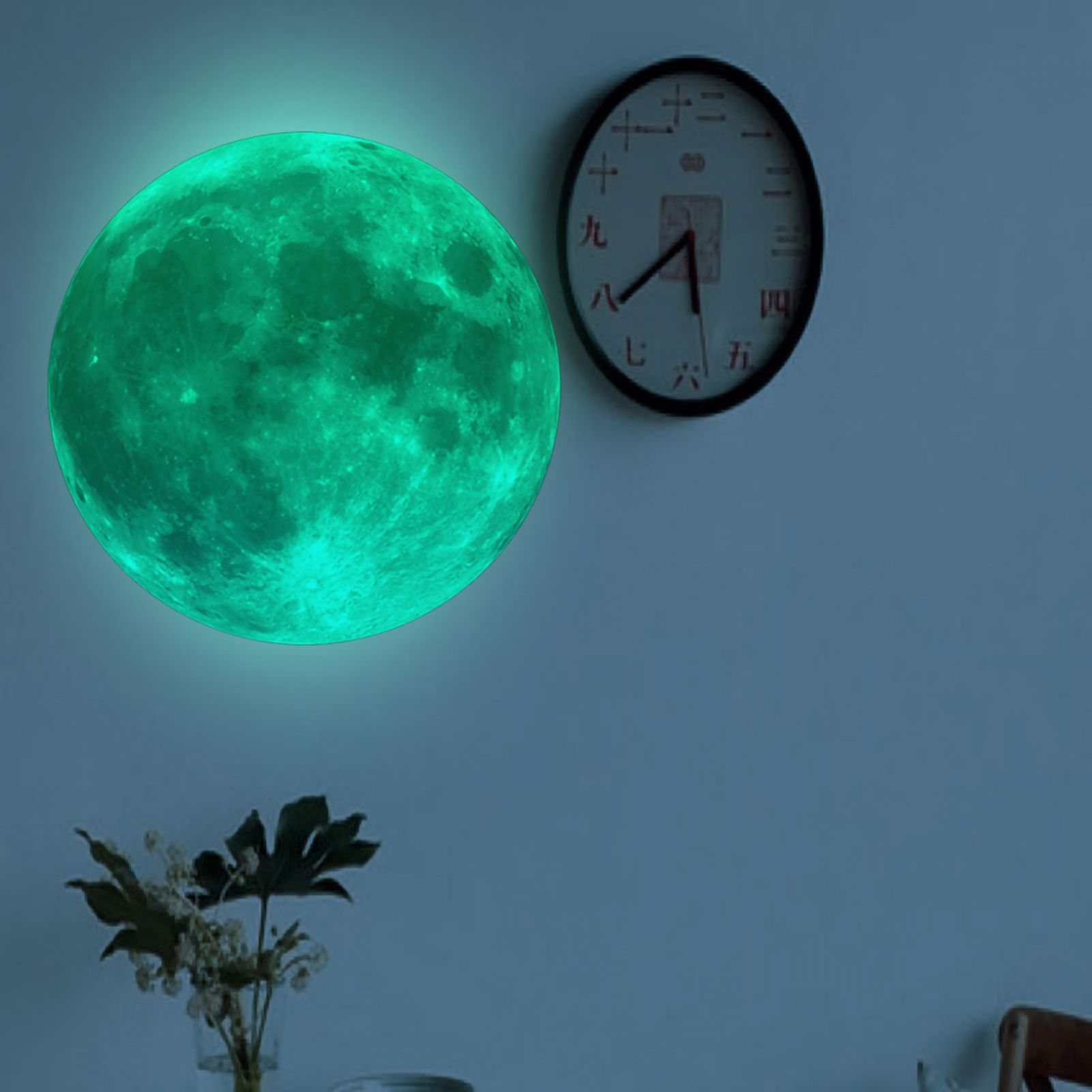 Moon Wall Sticker Glowing Luminous Wall Sticker PVC DIY Wall Paper for Bedroom Decoration32cm / 12.6in - Image 5
