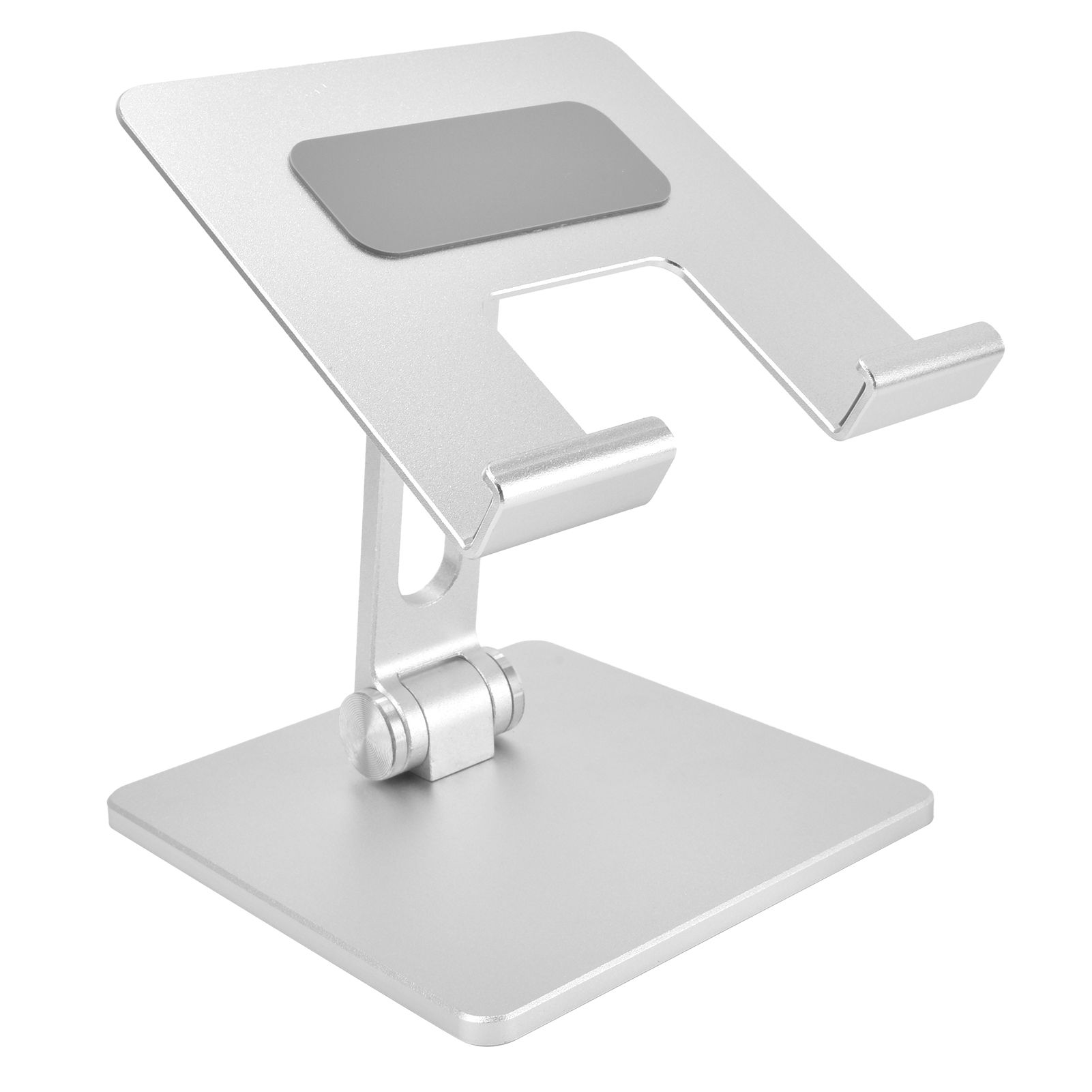 Tablet Stand Holder Aluminum Alloy Universal Desktop Adjustable Foldable Phone Tablet Bracket Silver - Image 1