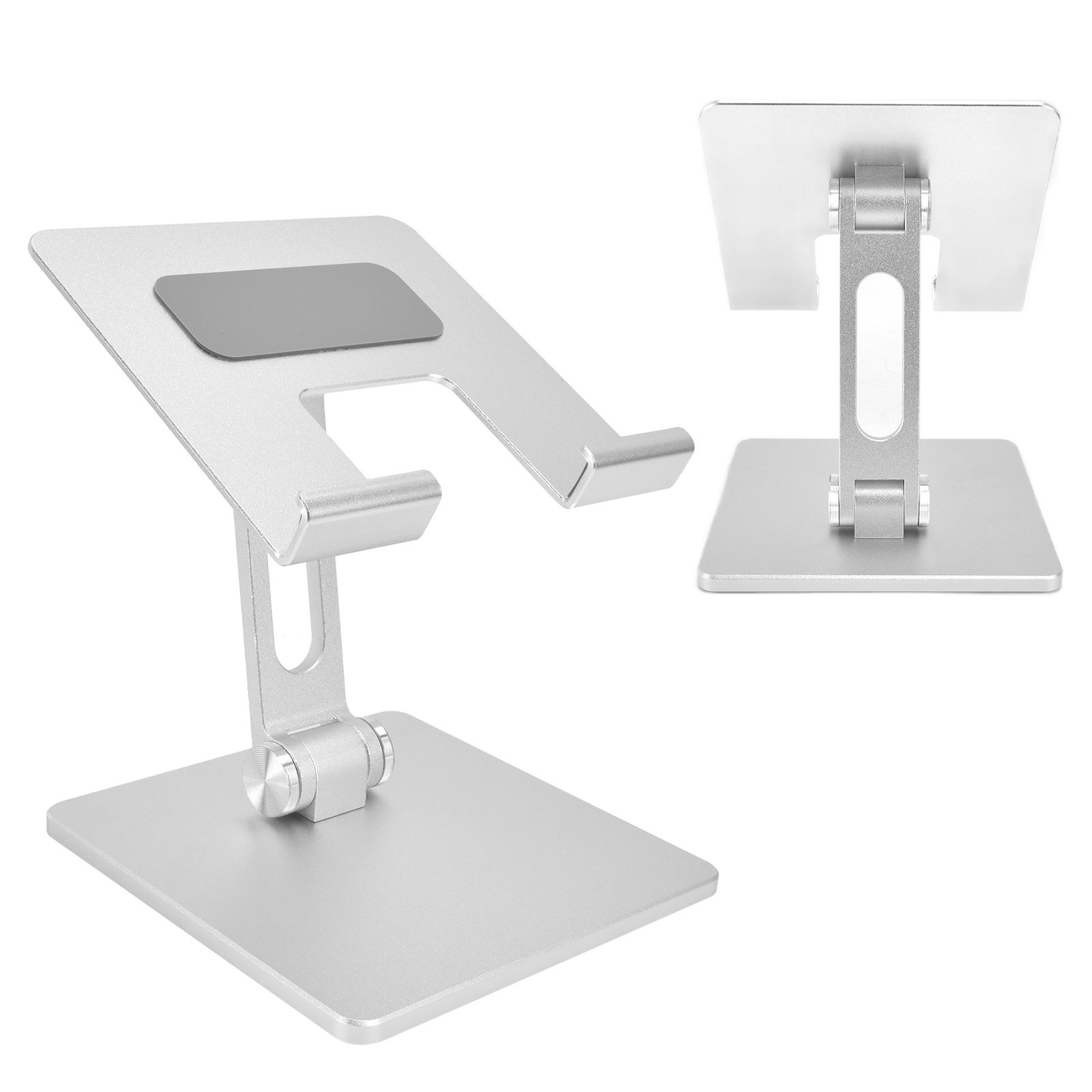 Tablet Stand Holder Aluminum Alloy Universal Desktop Adjustable Foldable Phone Tablet Bracket Silver - Image 7