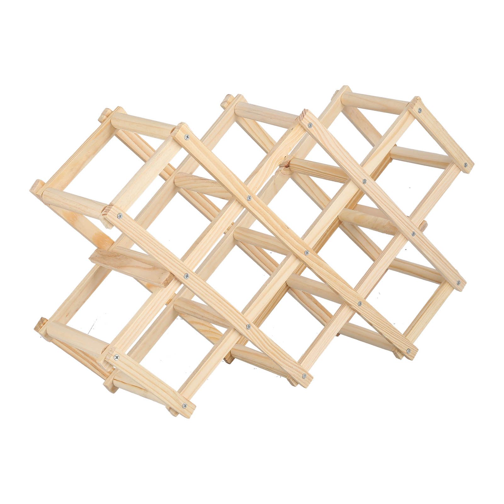 Foldable Wine Cabinet Pine Durable Elegant Simple Wine Rack Cabinet for Home Hotel OfficeWood Color 10 Bottles - Image 2