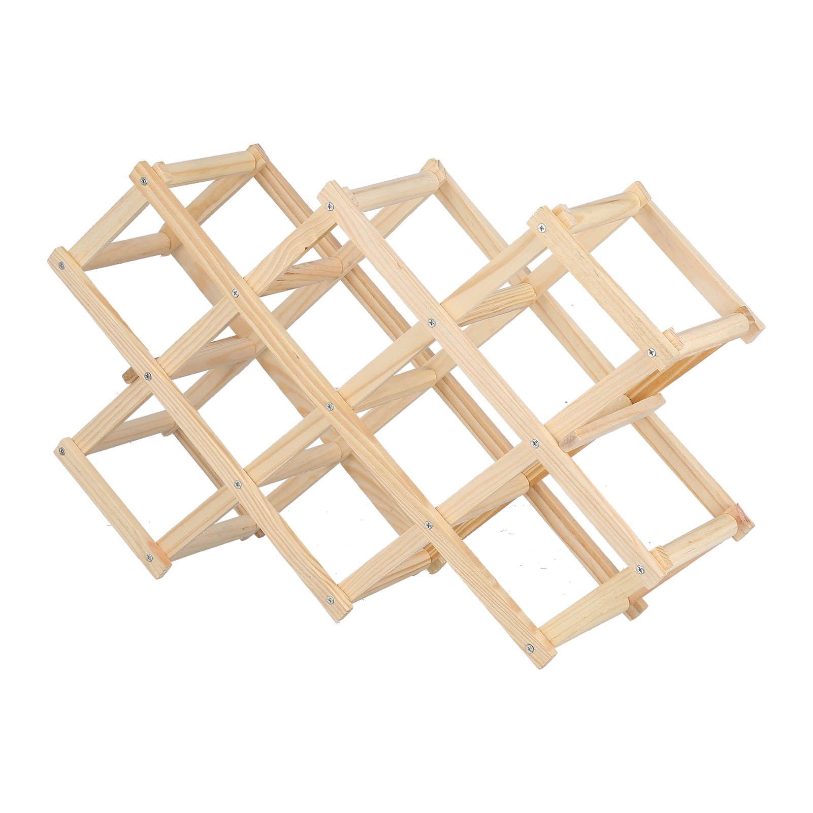 Foldable Wine Cabinet Pine Durable Elegant Simple Wine Rack Cabinet for Home Hotel OfficeWood Color 10 Bottles - Image 3