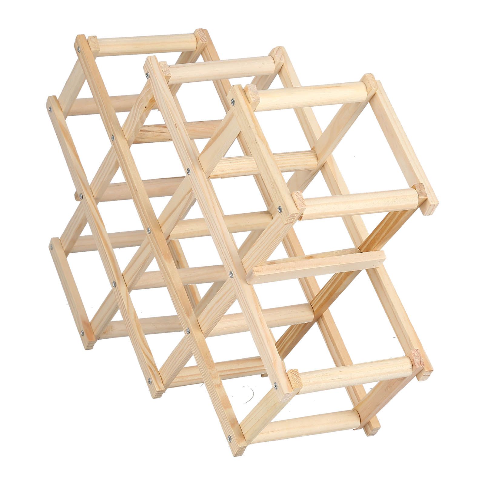 Foldable Wine Cabinet Pine Durable Elegant Simple Wine Rack Cabinet for Home Hotel OfficeWood Color 10 Bottles - Image 4