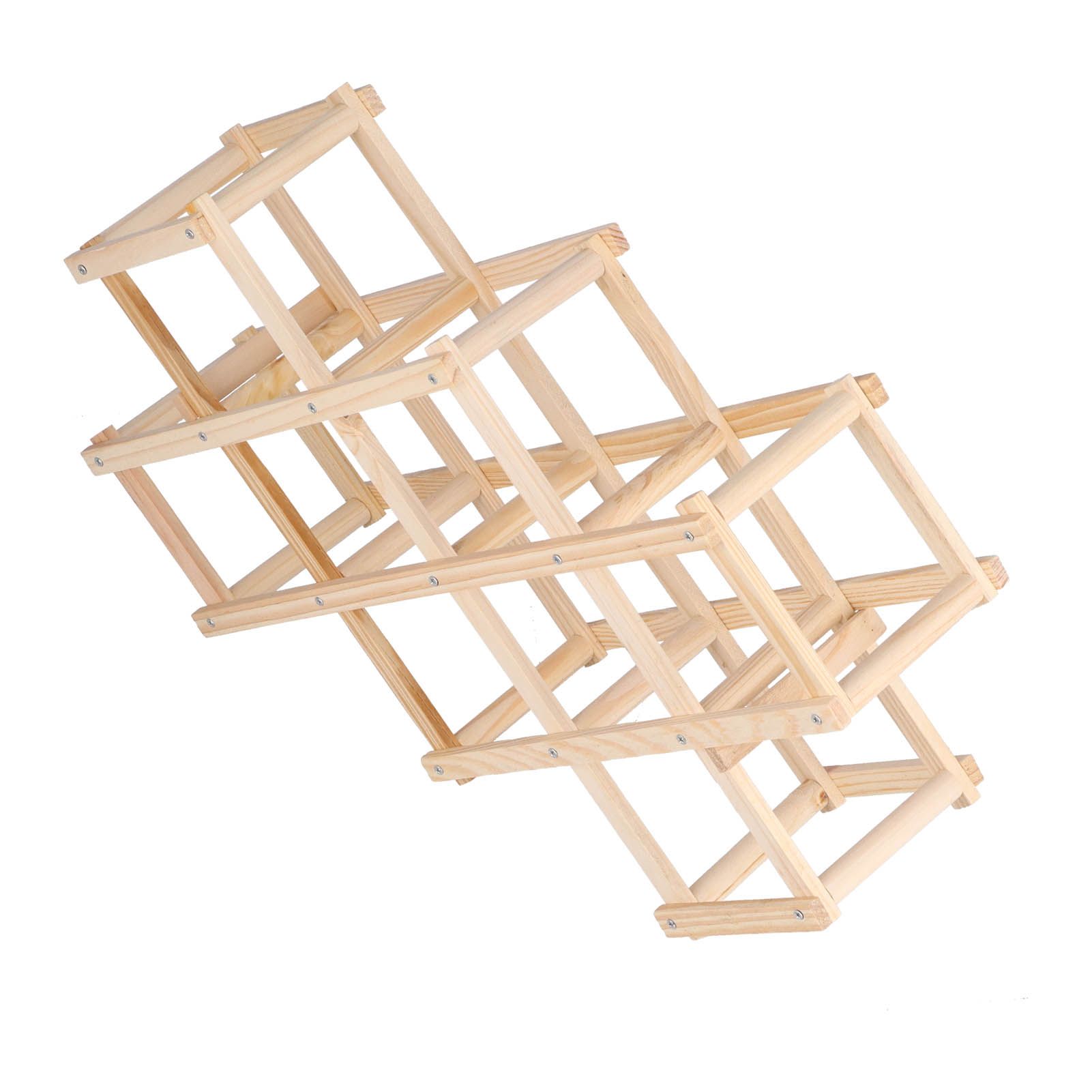 Foldable Wine Cabinet Pine Durable Elegant Simple Wine Rack Cabinet for Home Hotel OfficeWood Color 10 Bottles - Image 7