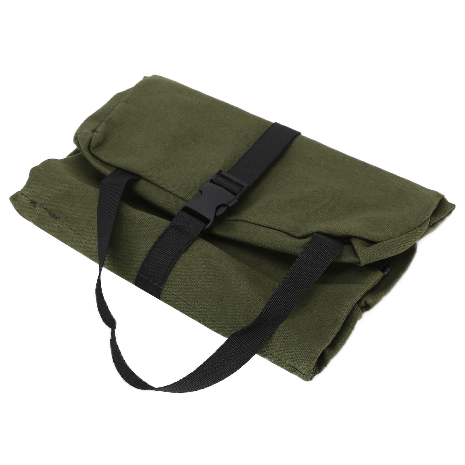 Tool Storage Bag Canvas Foldable Zipper Design Lightweight and Durable High Capacity Tool Roll Up Bag with StrapsGreen - Image 3
